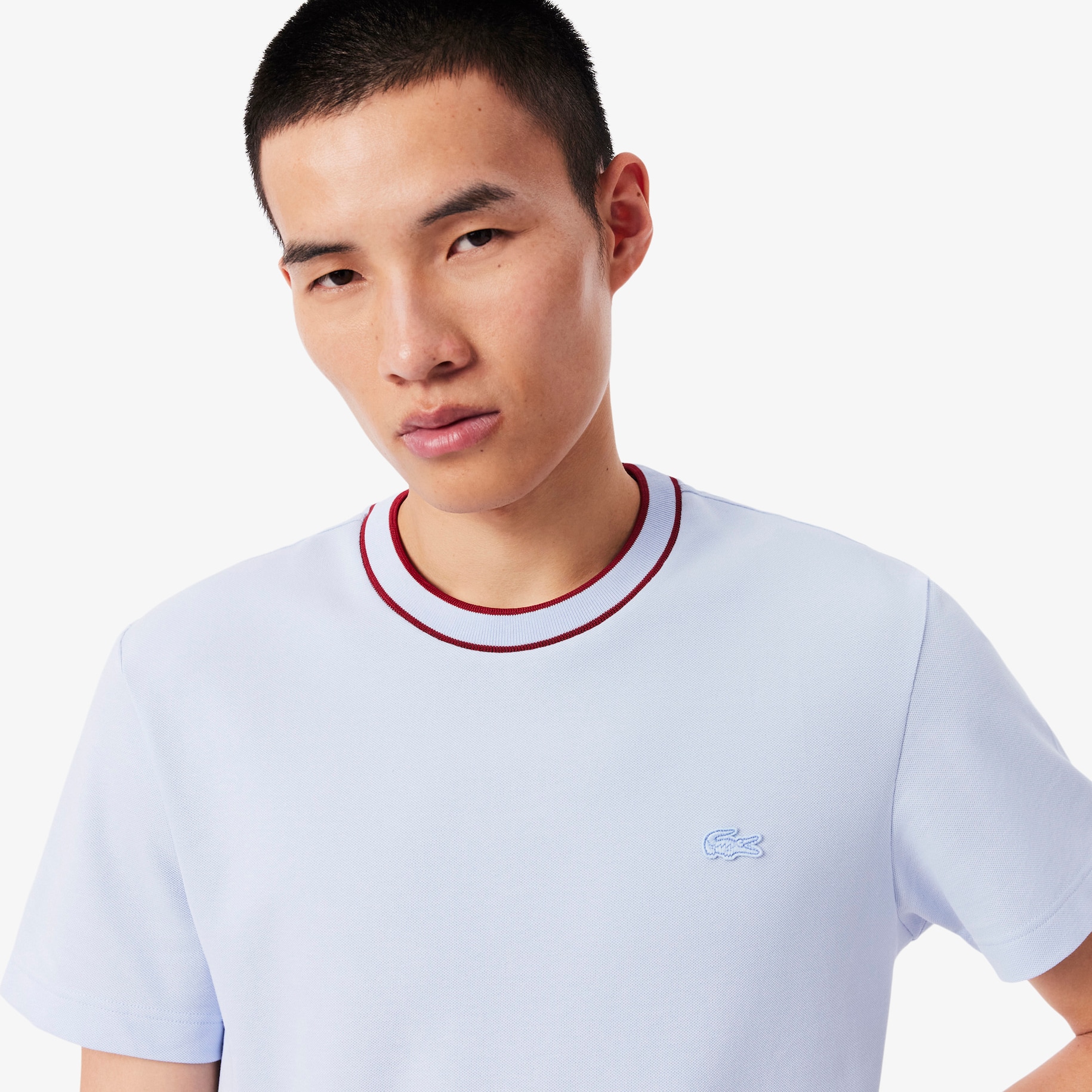 Stretch Piqu&eacute; Stripe Collar T-Shirt image number 1