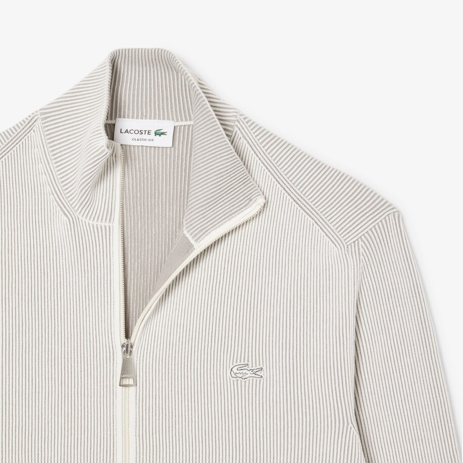 Zipped Cotton Rib Sweater image number 4