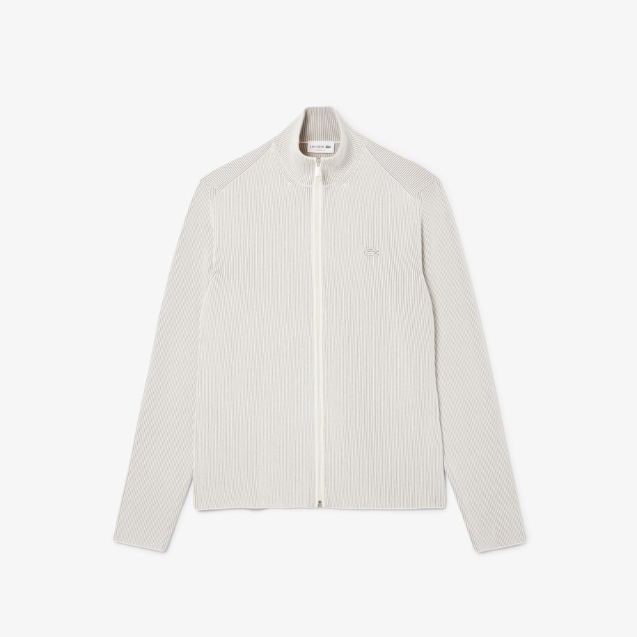 Zipped Cotton Rib Sweater image number 3