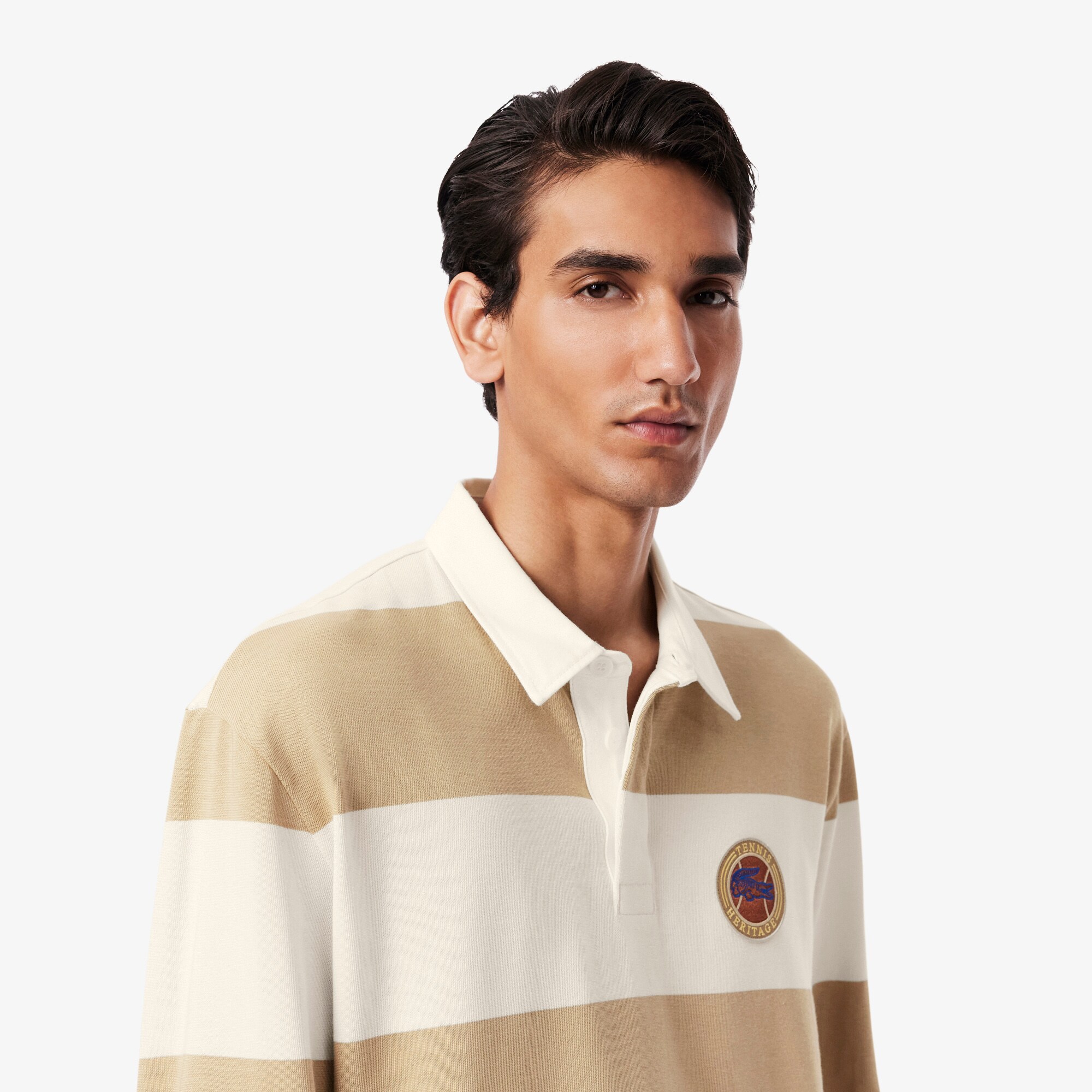 Relaxed Fit Striped Rugby Polo Shirt image number 1