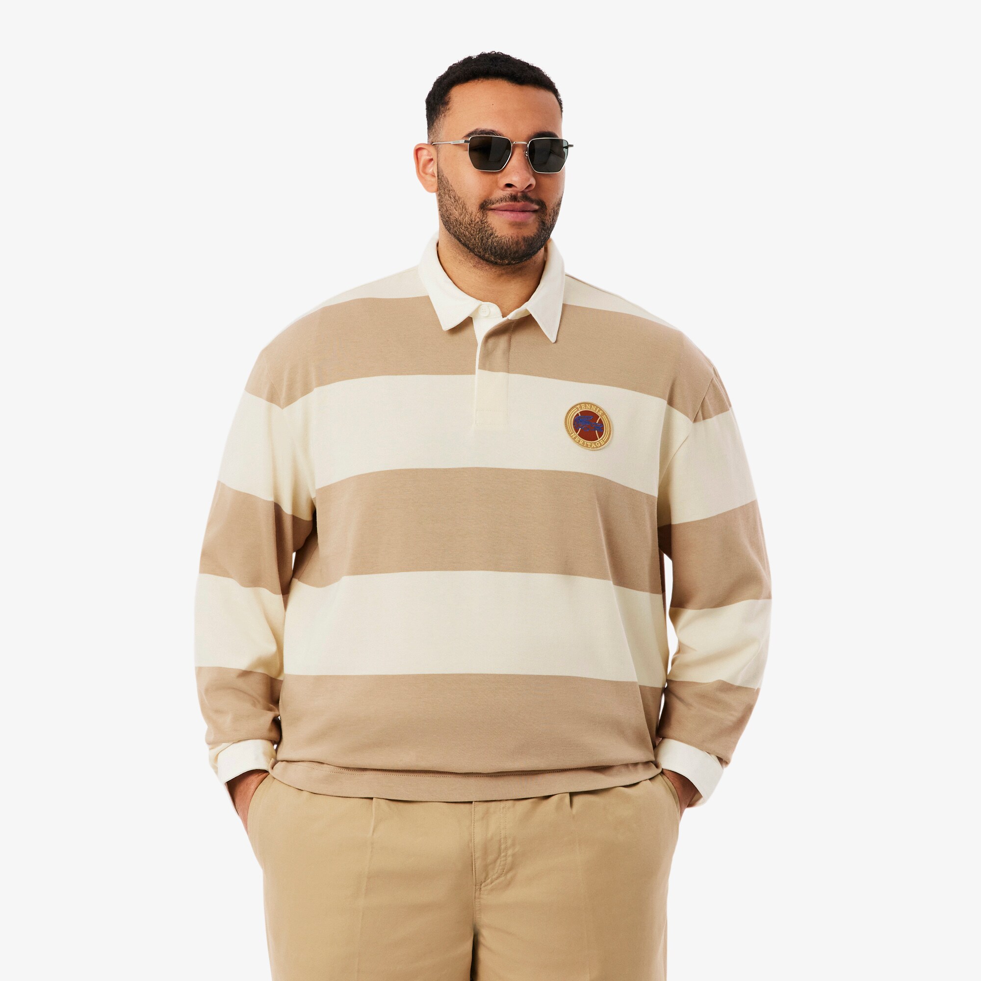 Relaxed Fit Striped Rugby Polo Shirt image number 8
