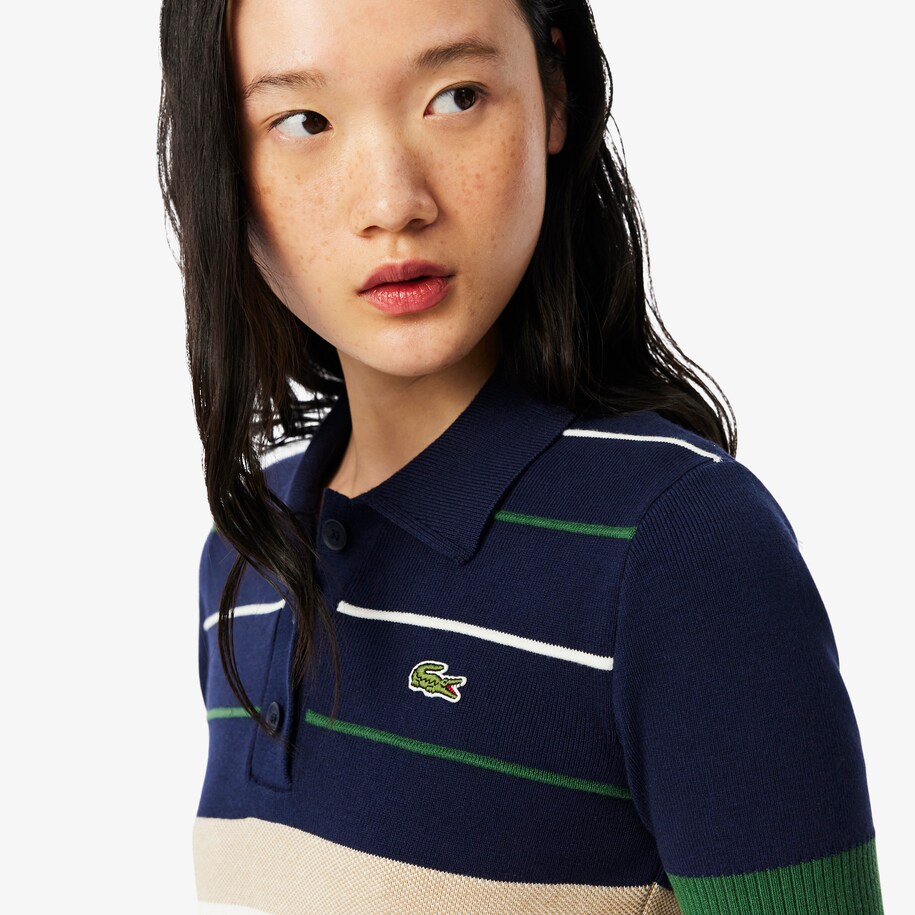 French Made Striped Polo Collar Sweater image number 1