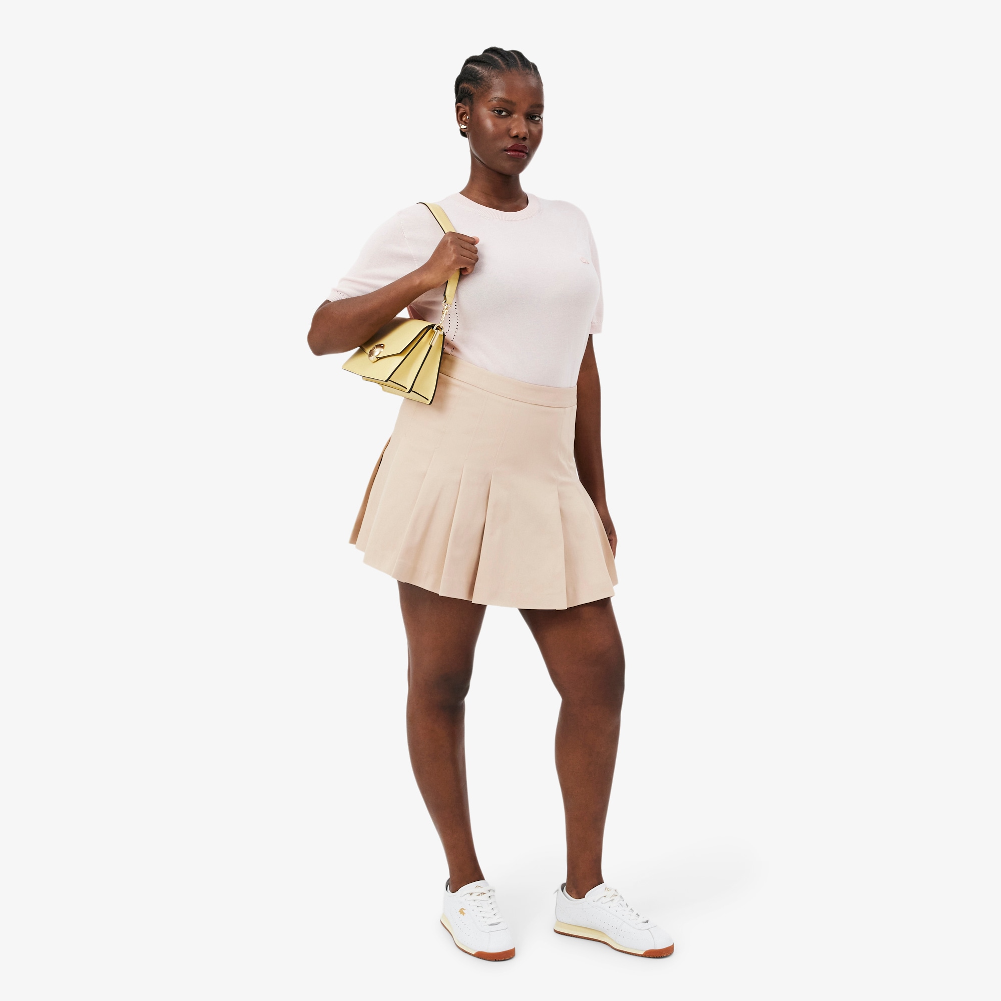 Short Stretch Cotton Pleated Skirt image number 8