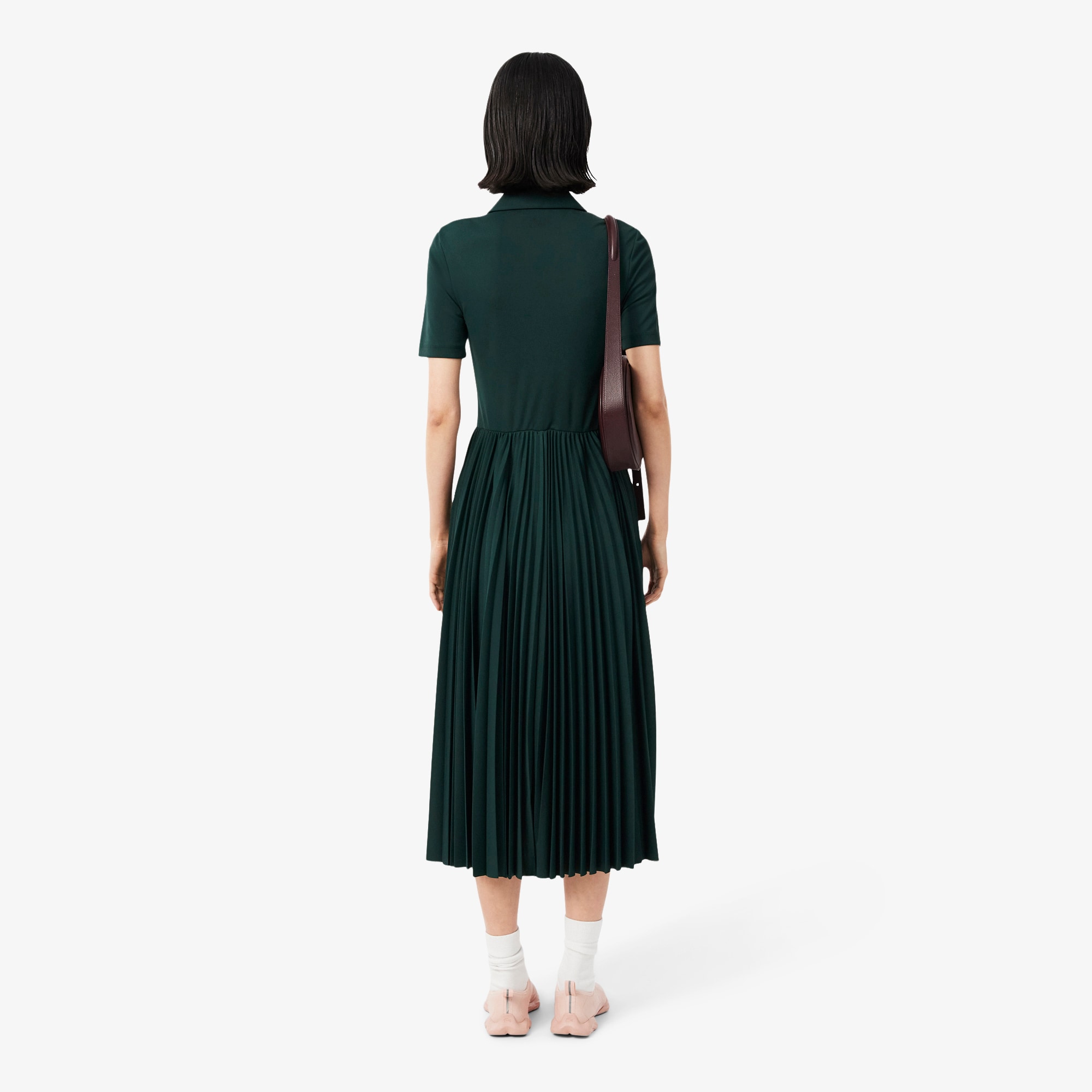 Pleated Fluid Jersey Polo Collar Dress image number 2