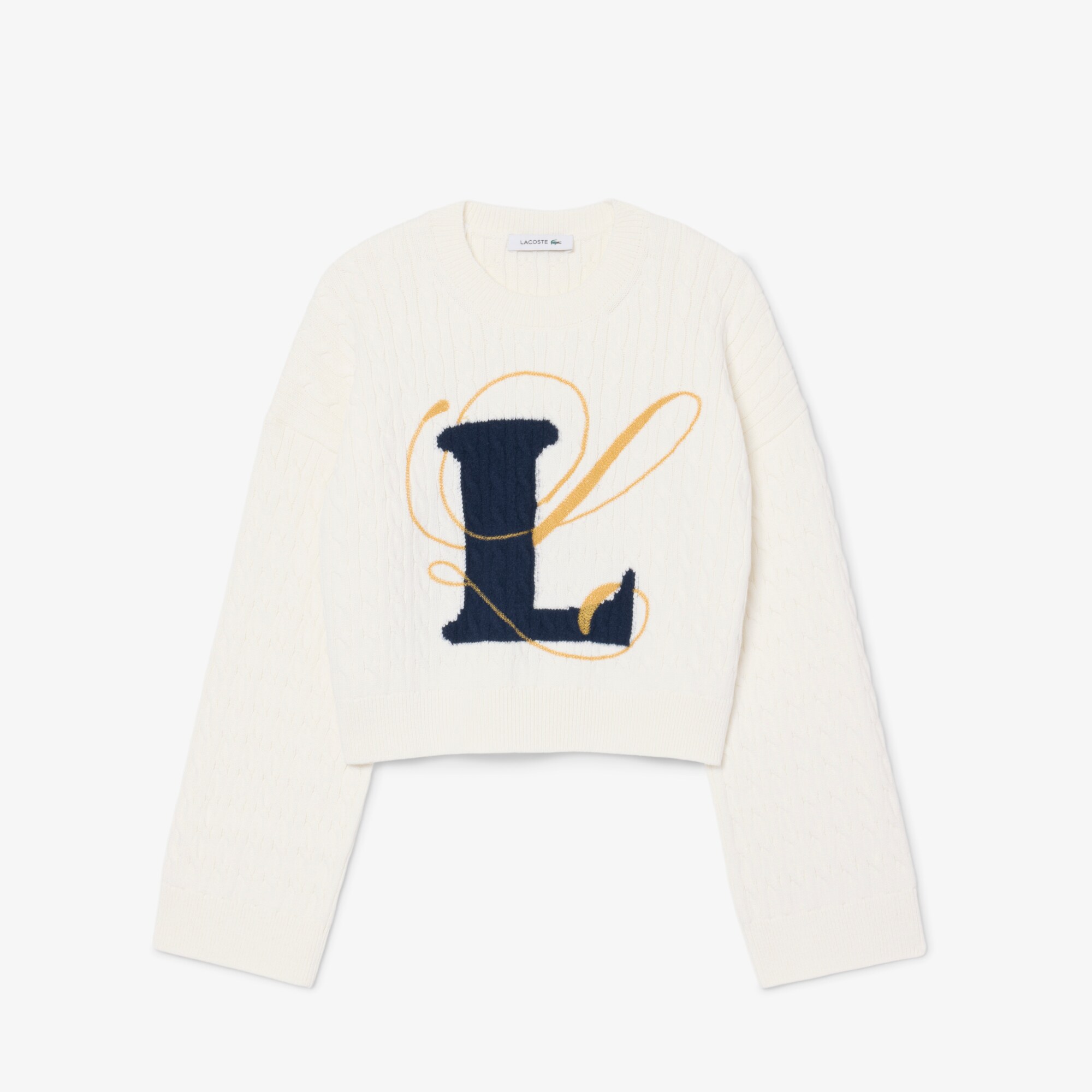 Sweater Embroidered Intarsia Cable Knit image number 3