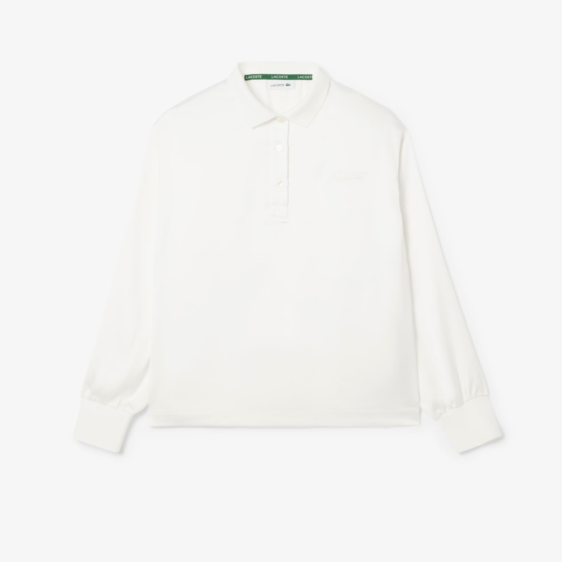 Long Sleeved Oversized Satin Polo Shirt image number 3