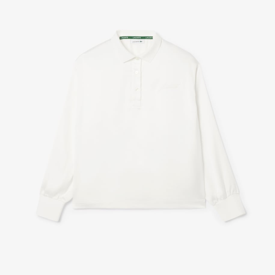 Long Sleeved Oversized Satin Polo Shirt image number 3