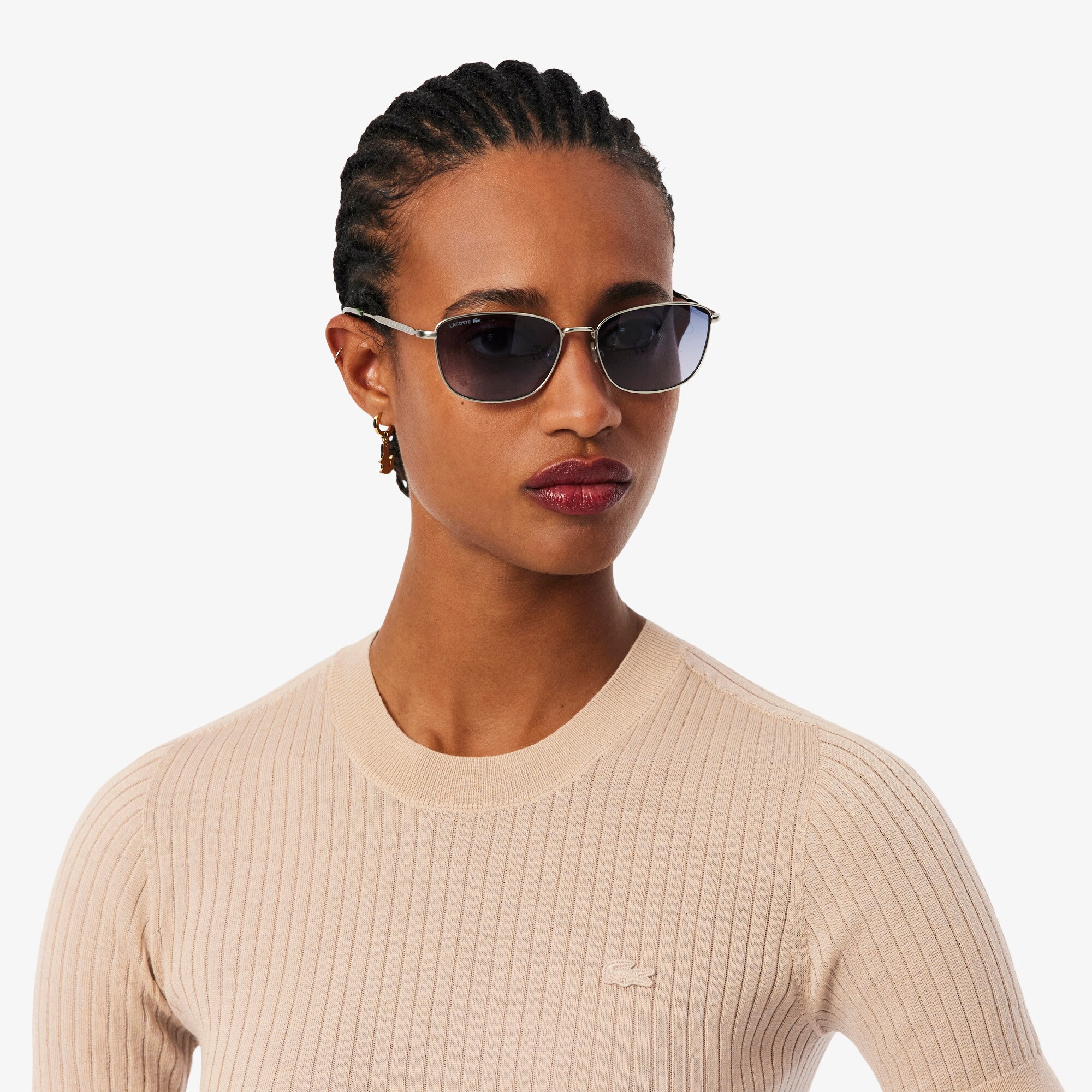 Short Sleeved Merino Wool Rib Knit Sweater image number 1