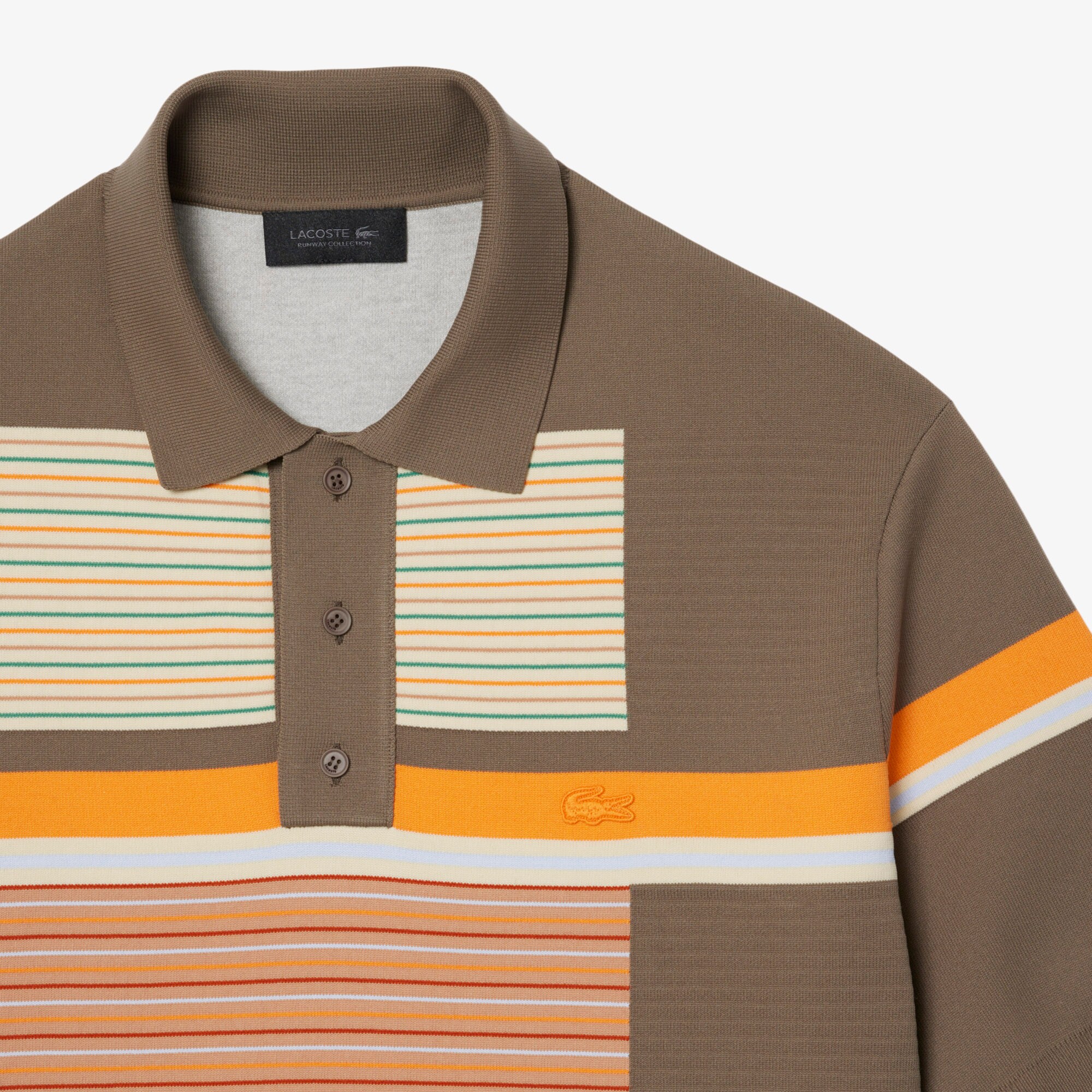 Sweater Kerah Polo Tekstur Bergaris Runway image number 5