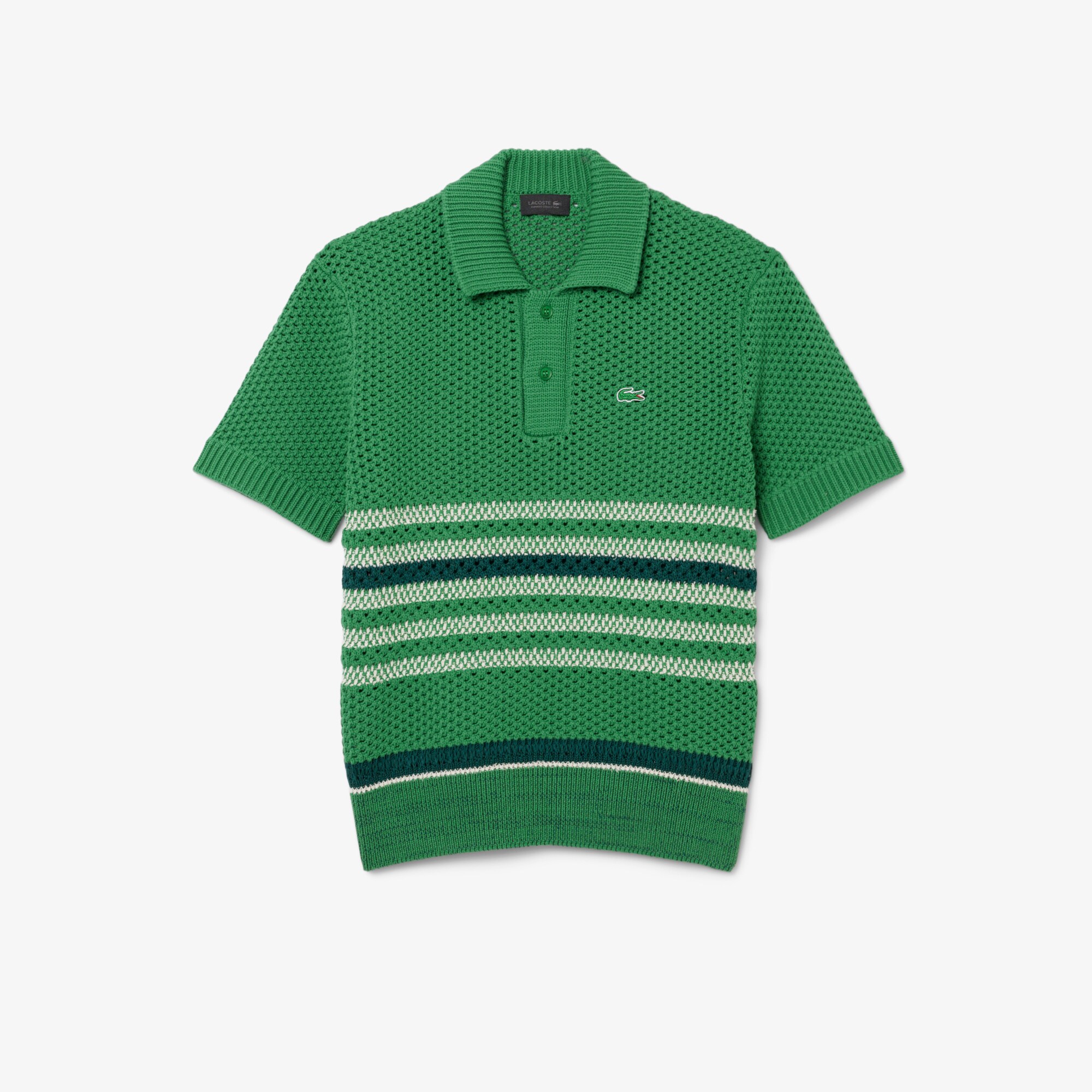 Sweater Kerah Polo Garis Renda Runway image number 3