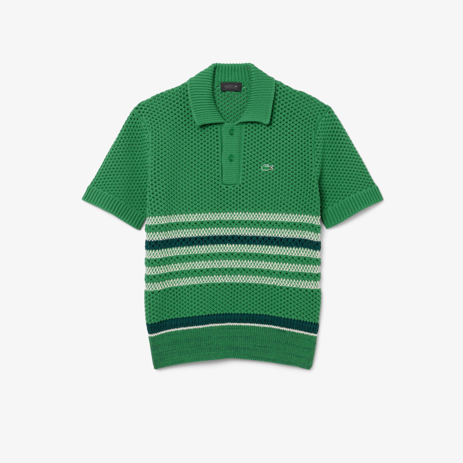 Sweater Kerah Polo Garis Renda Runway image number 3
