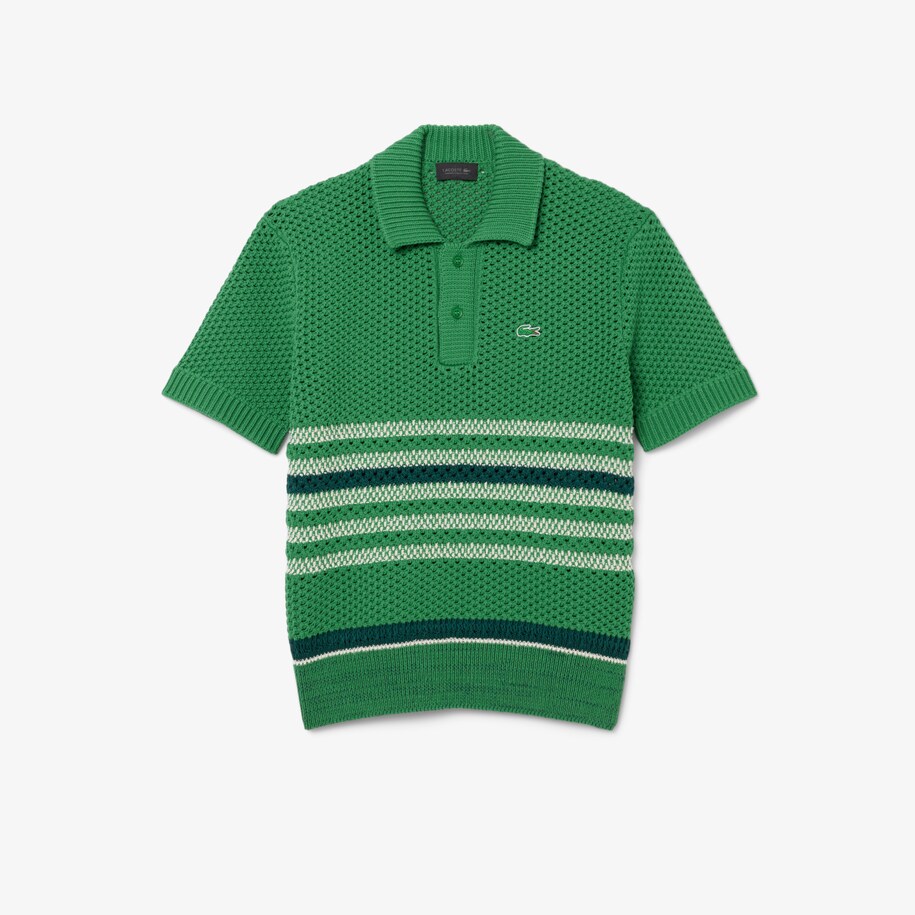Sweater Kerah Polo Garis Renda Runway image number 3