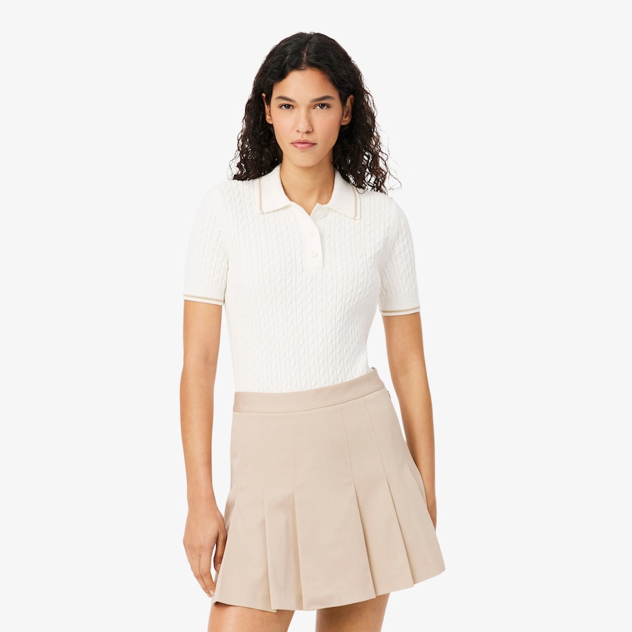 Sweater Striped Cable Knit Kerah Polo image number 0
