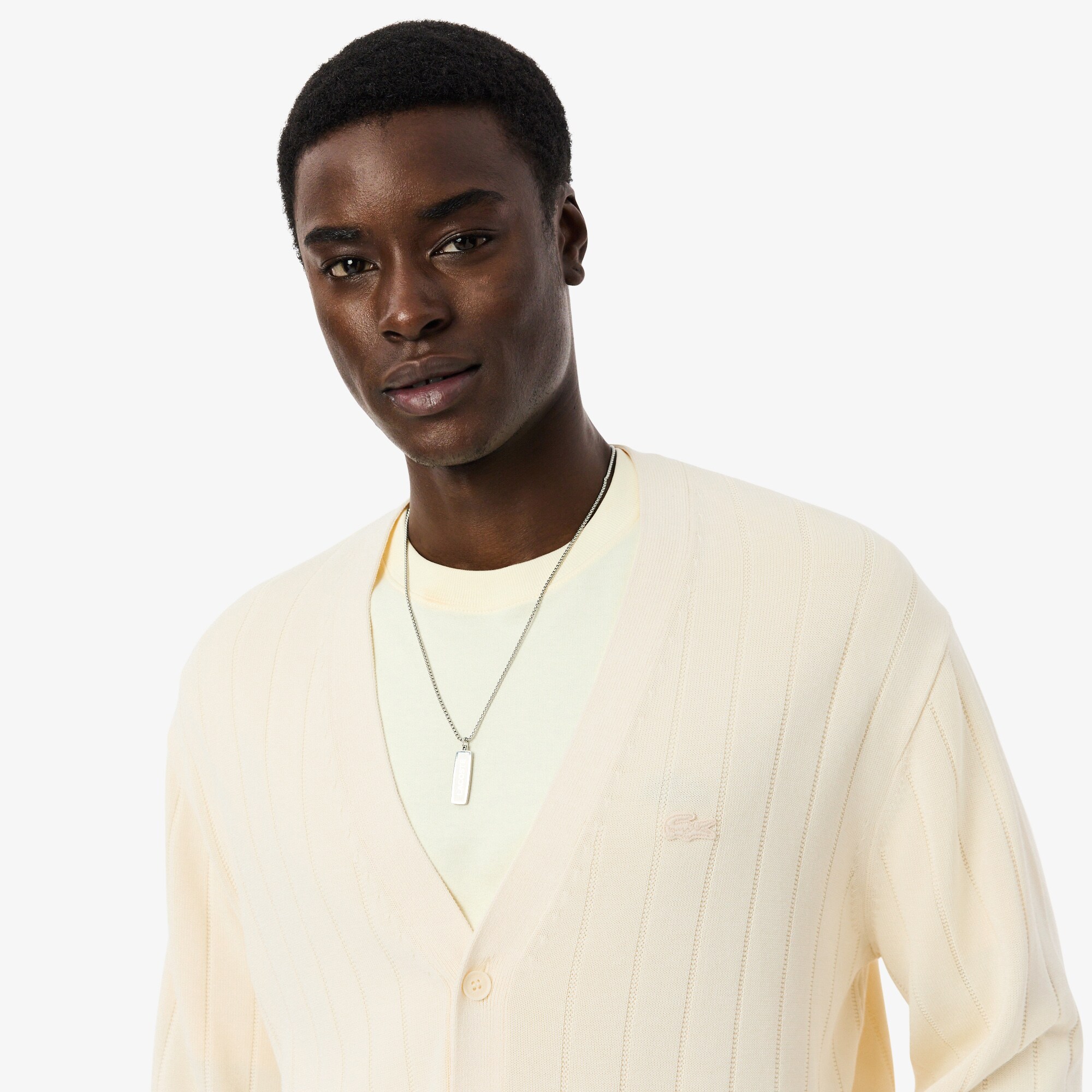 Cardigan Pria Rib Knit Katun Blend image number 1