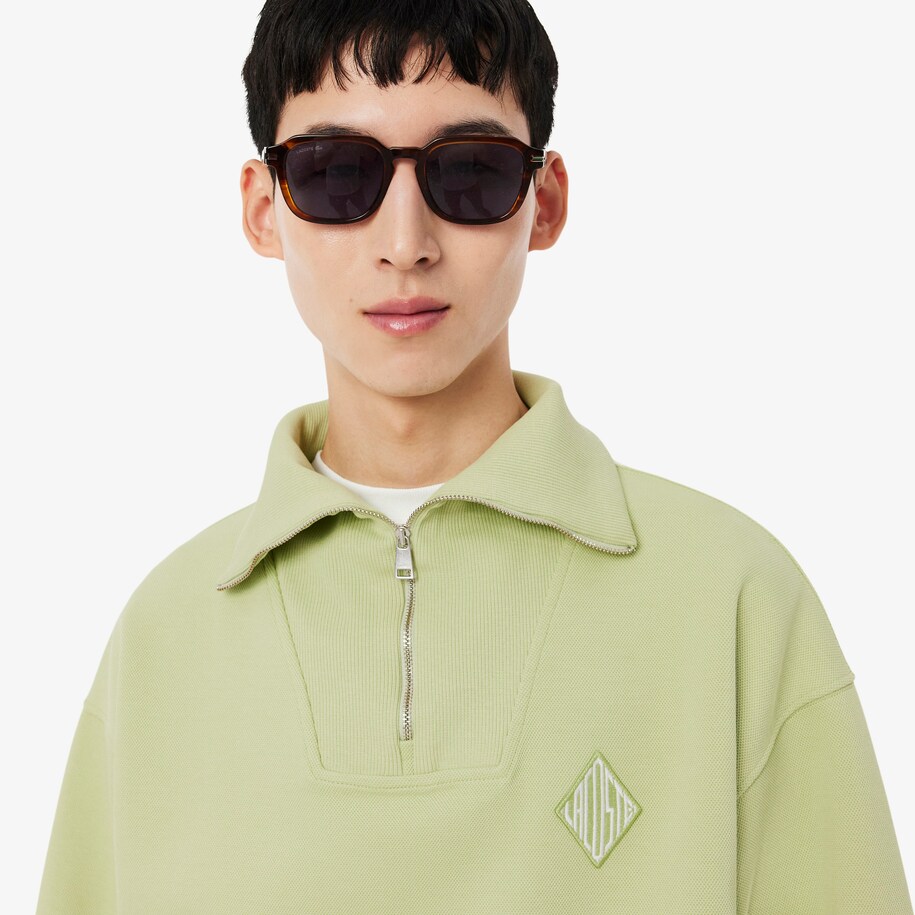 Sweatshirt Pria Zipped Neck Piqu&eacute; Loose Fit image number 1