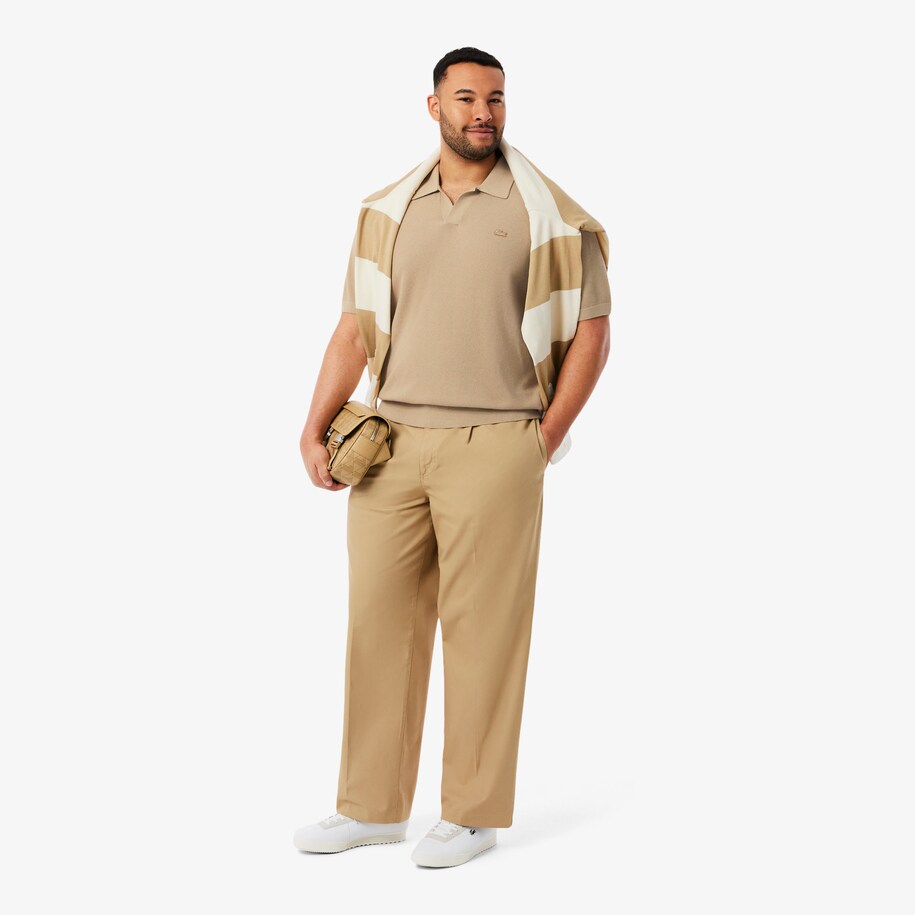 Cotton Blend Open Polo Collar Sweater image number 6