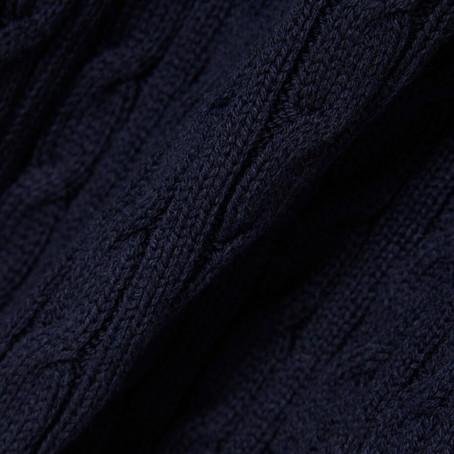 Sweater Striped Cable Knit Kerah Polo image number 2