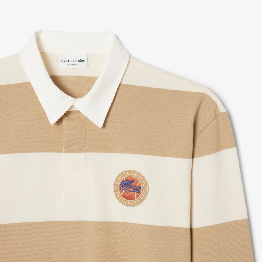Relaxed Fit Striped Rugby Polo Shirt image number 4