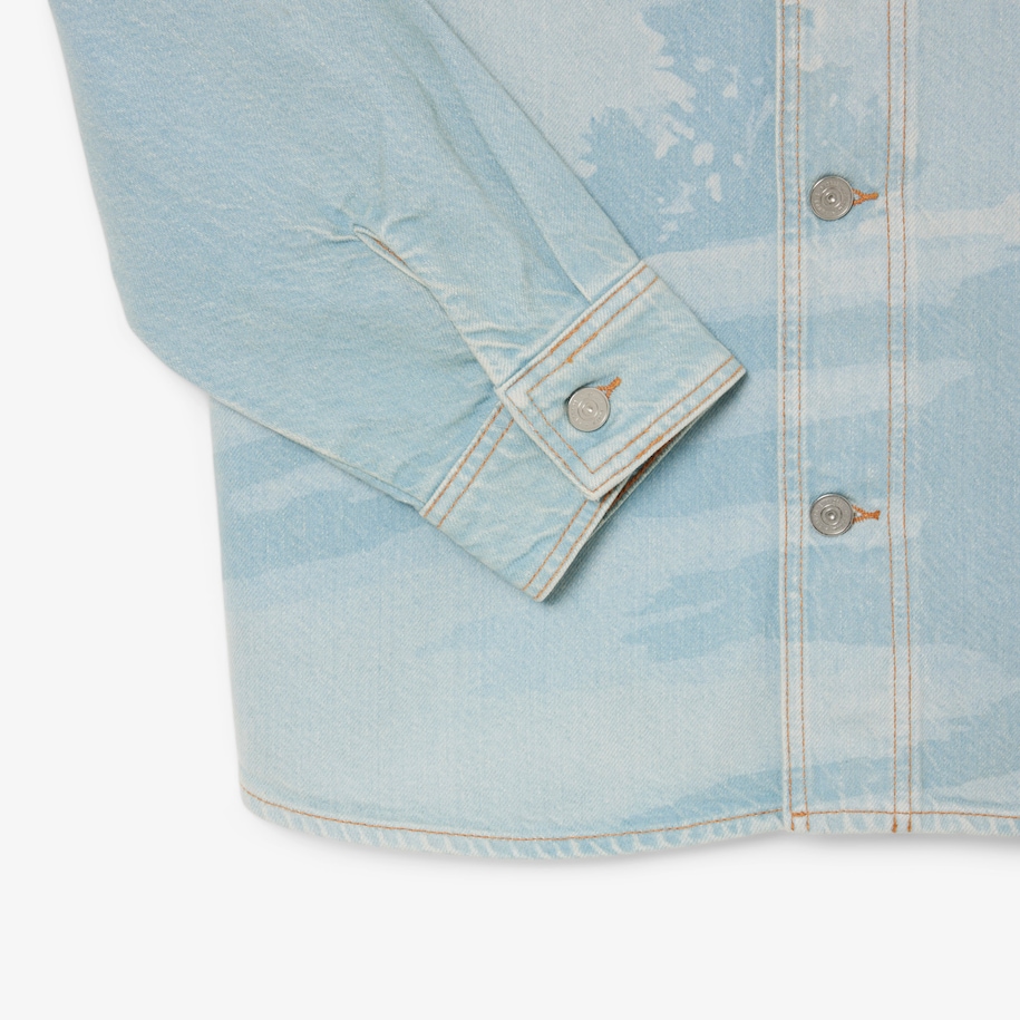 Landscape Motif Denim Overshirt image number 5