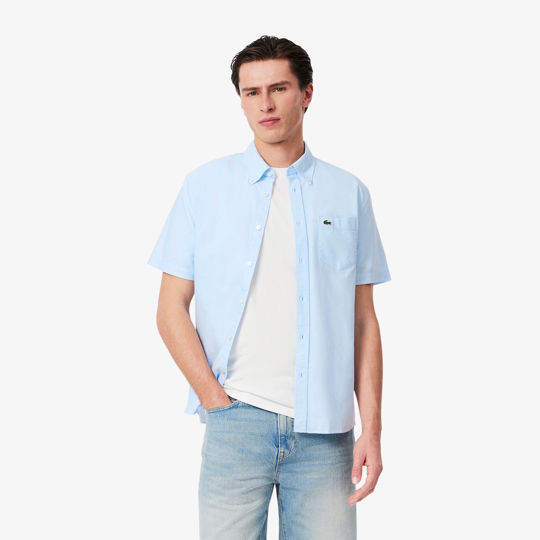 Regular Fit Short Sleeved Oxford Shirt - Blue image number 0