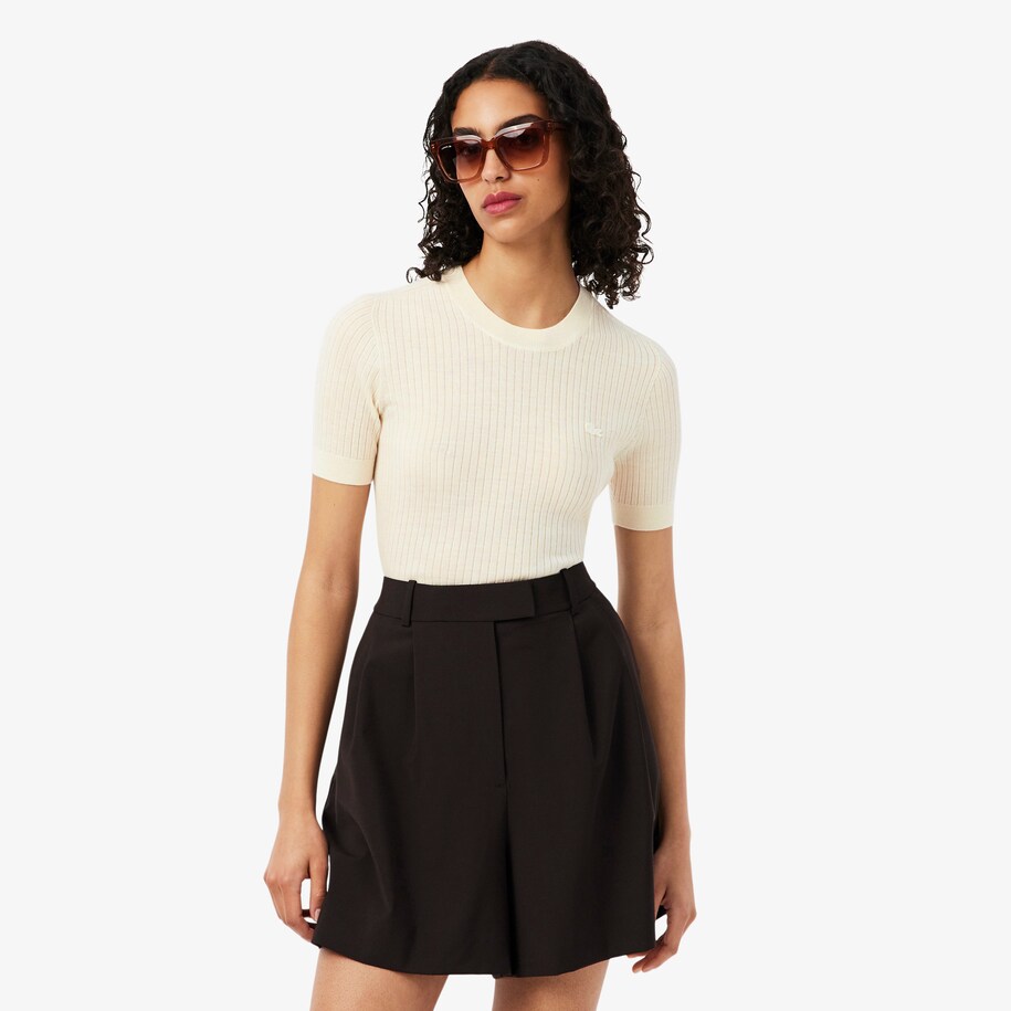 Sweater Merino Wool Rib Knit Lengan Pendek image number 0