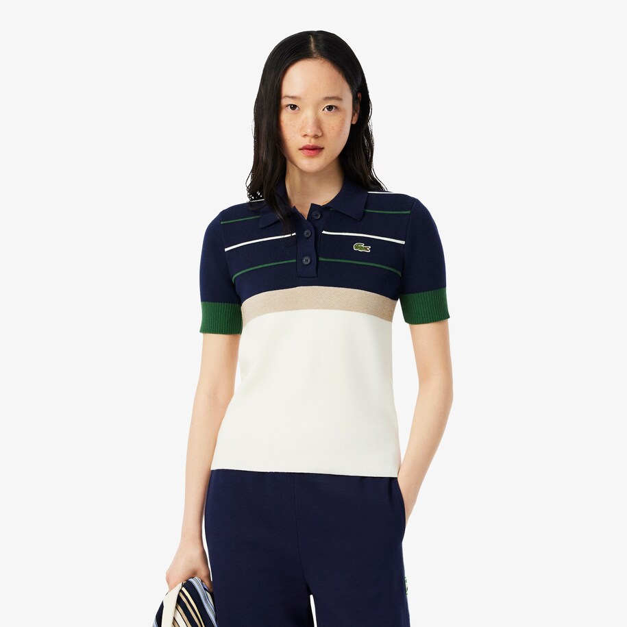 French Made Striped Polo Collar Sweater image number 0