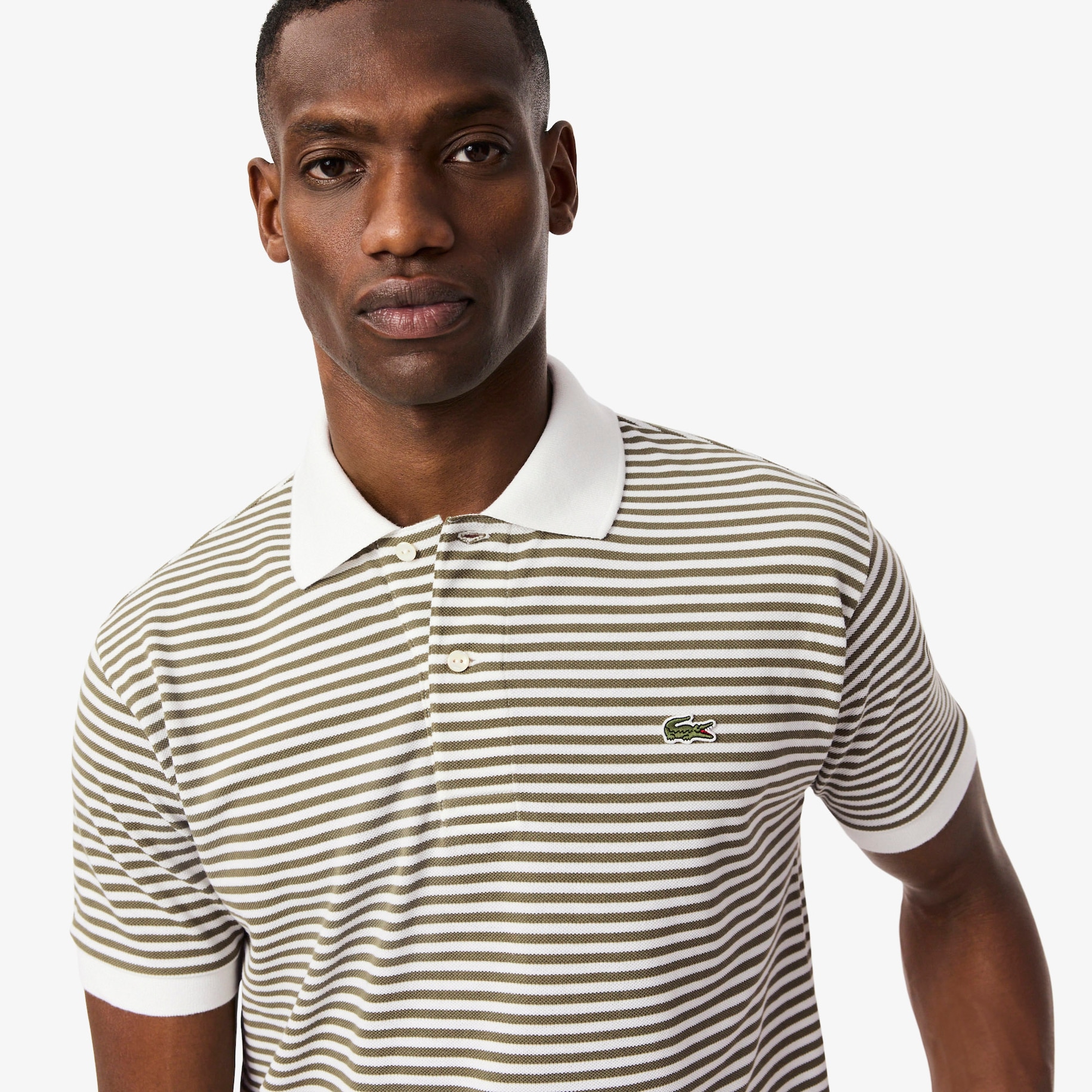 Classic Fit L.12.12 Striped Petit Piqu&eacute; Polo Shirt image number 1