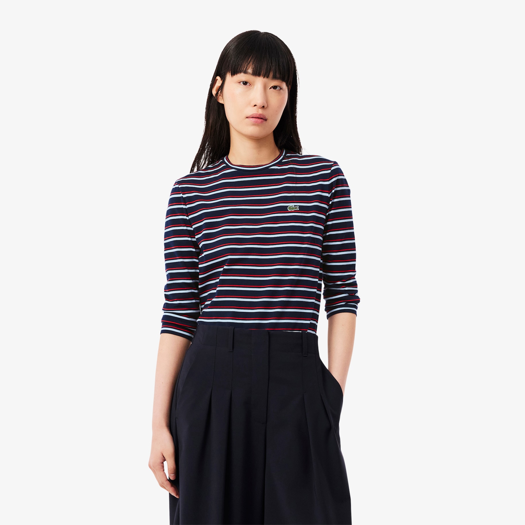 Long Sleeved Striped Cotton T-Shirt image number 0