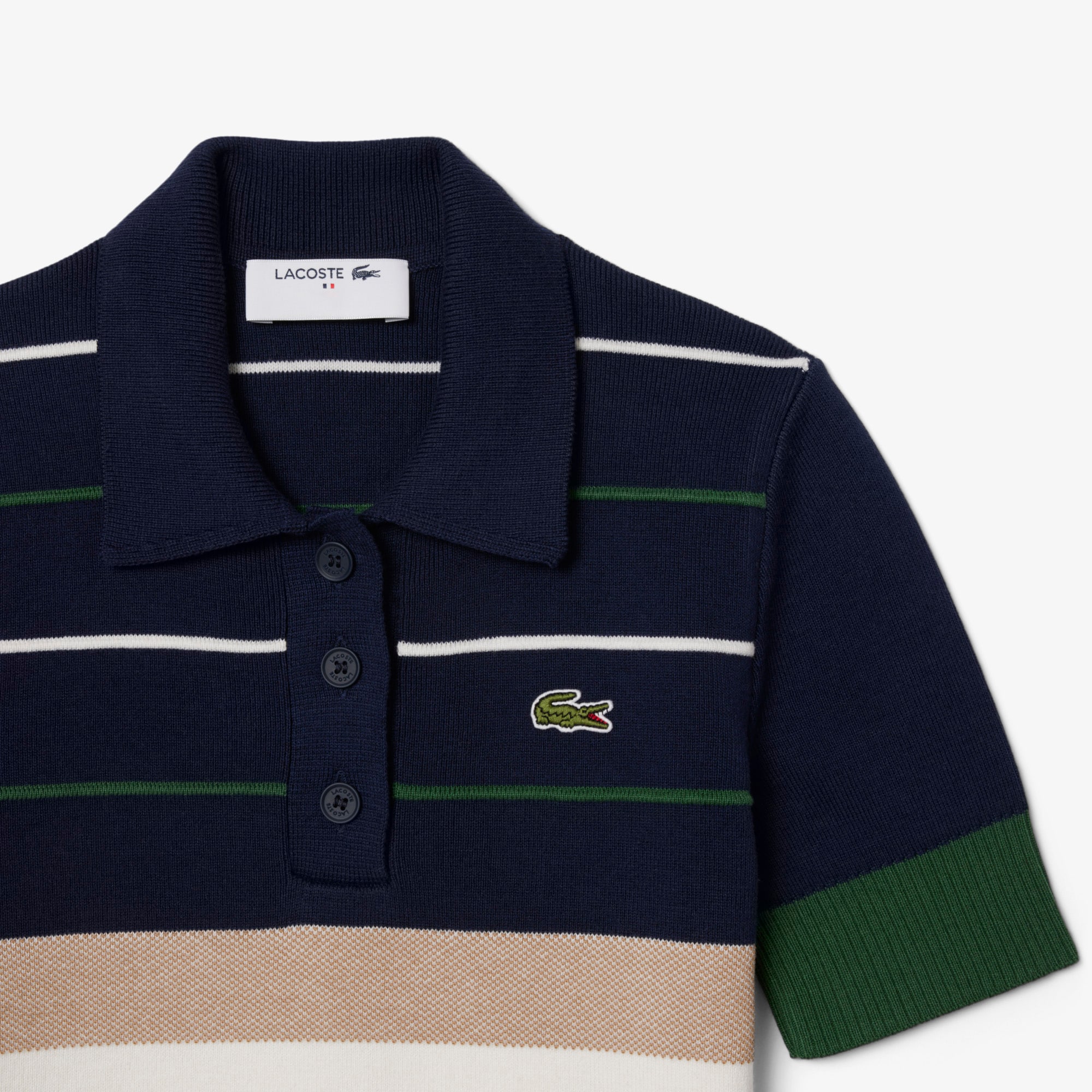 French Made Striped Polo Collar Sweater image number 4