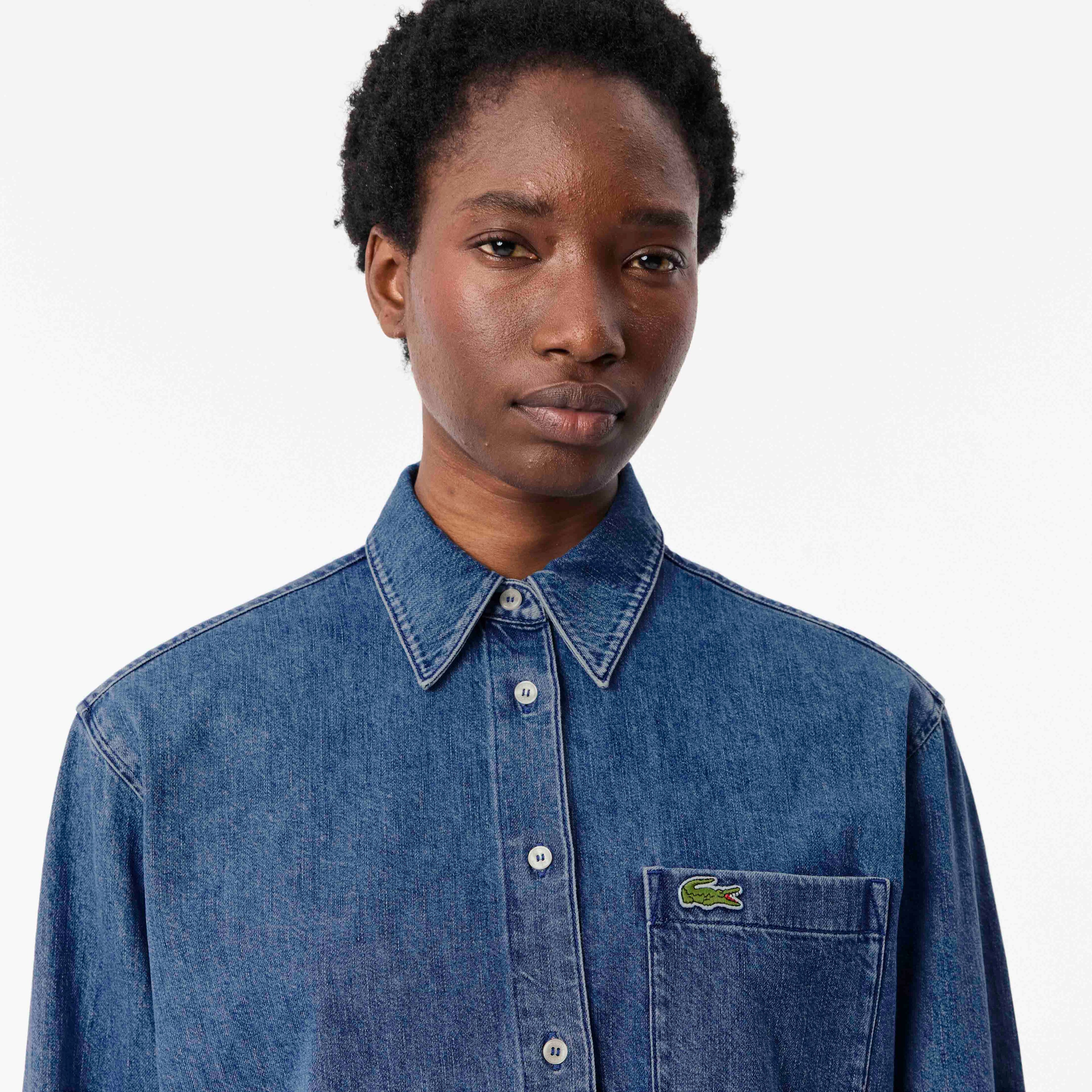Oversized Denim Breast Pocket Shirt image number 1