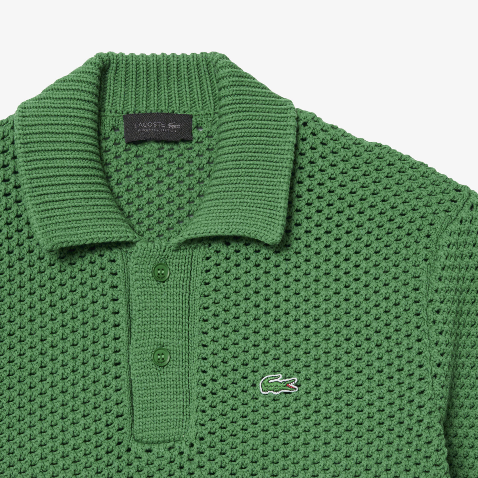 Sweater Kerah Polo Garis Renda Runway image number 5
