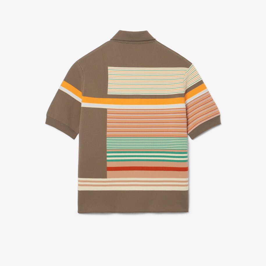 Sweater Kerah Polo Tekstur Bergaris Runway image number 4