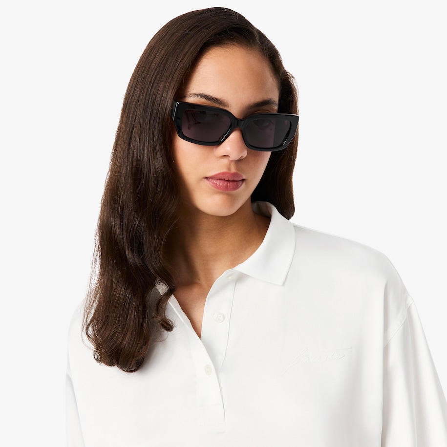 Long Sleeved Oversized Satin Polo Shirt image number 1