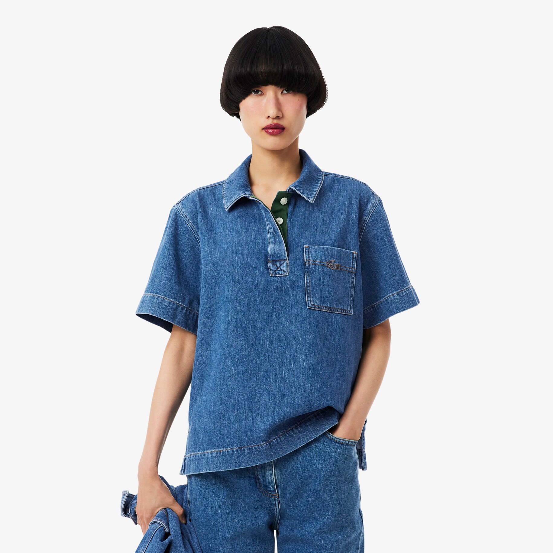 Kaos Polo Denim Oversized Lightweight image number 0