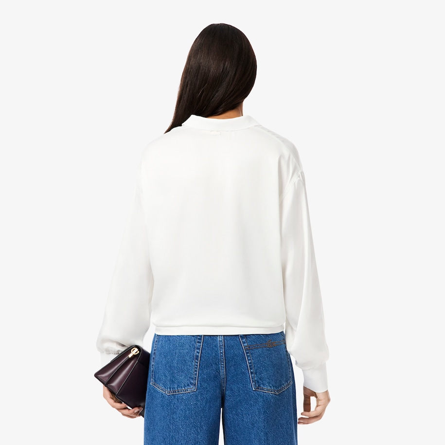 Long Sleeved Oversized Satin Polo Shirt image number 2