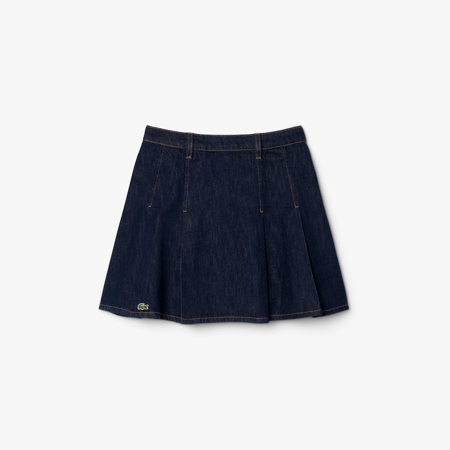 Short Pleated Denim Skirt image number 3