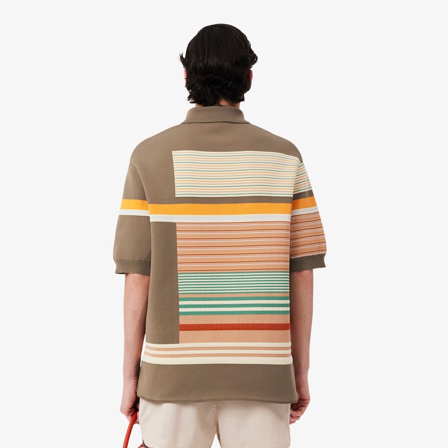 Sweater Kerah Polo Tekstur Bergaris Runway image number 2