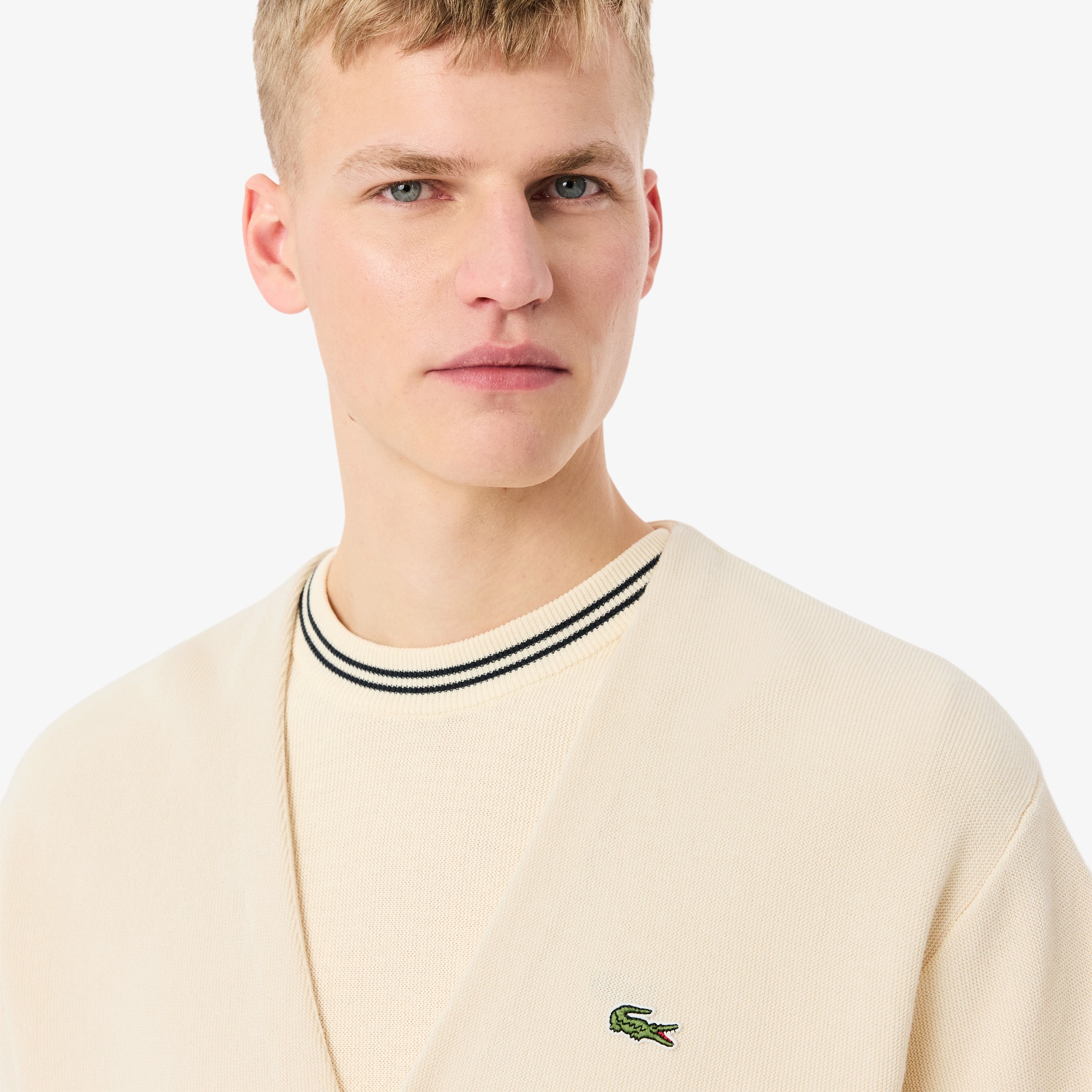 Relaxed Fit Stripe Detail Cotton Cardigan image number 1