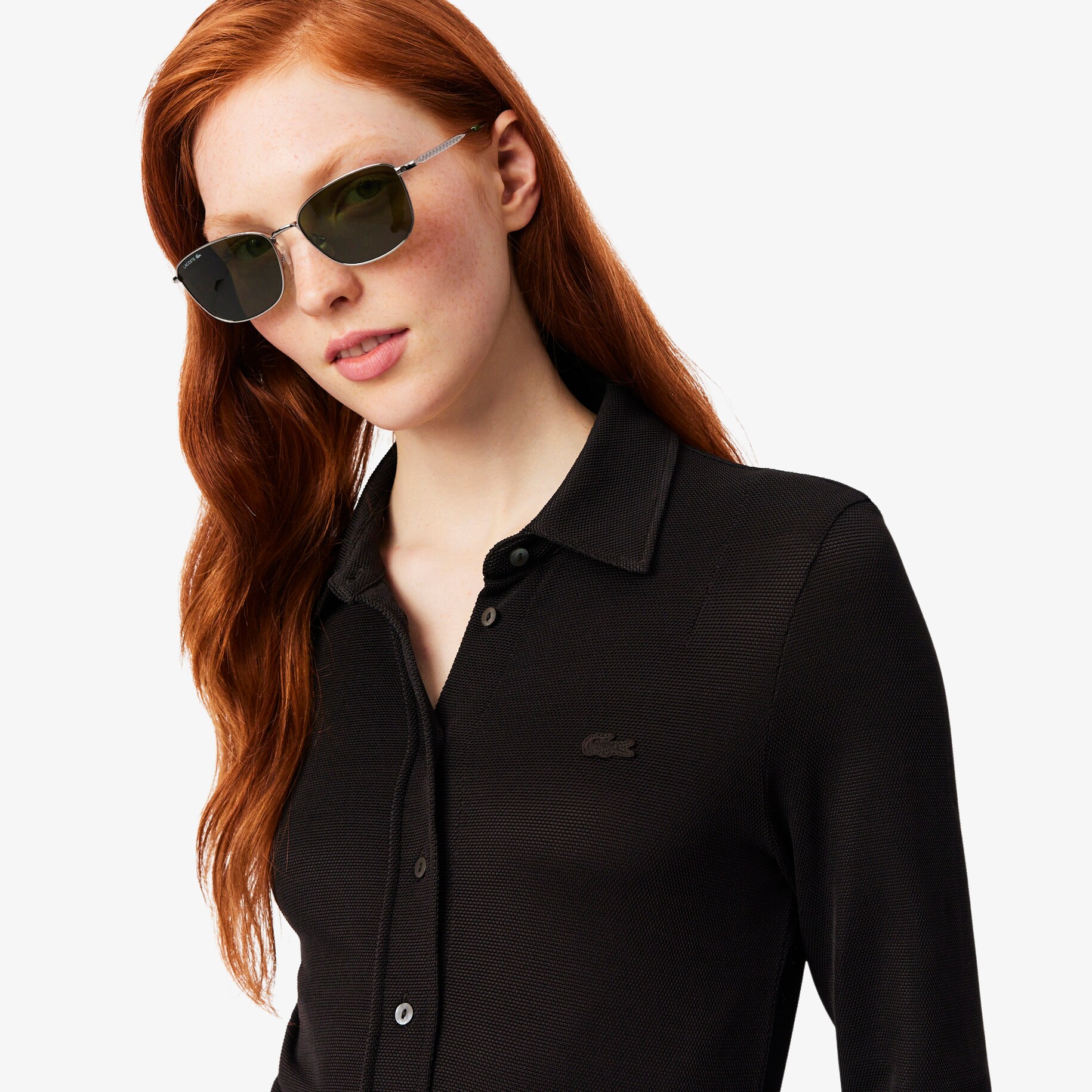 Slim Fit Long Sleeved Piqu&eacute; Polo Shirt image number 1