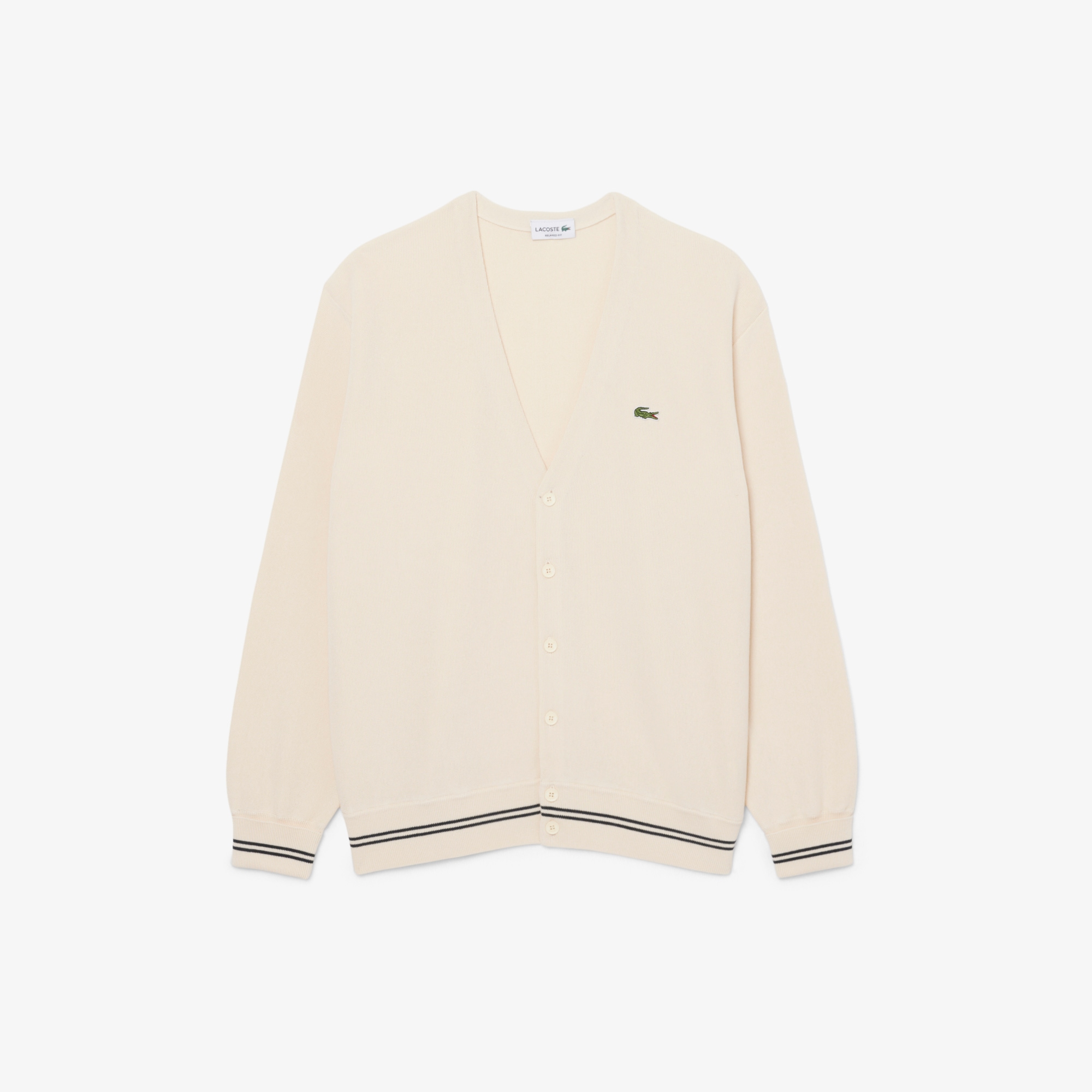 Relaxed Fit Stripe Detail Cotton Cardigan image number 3