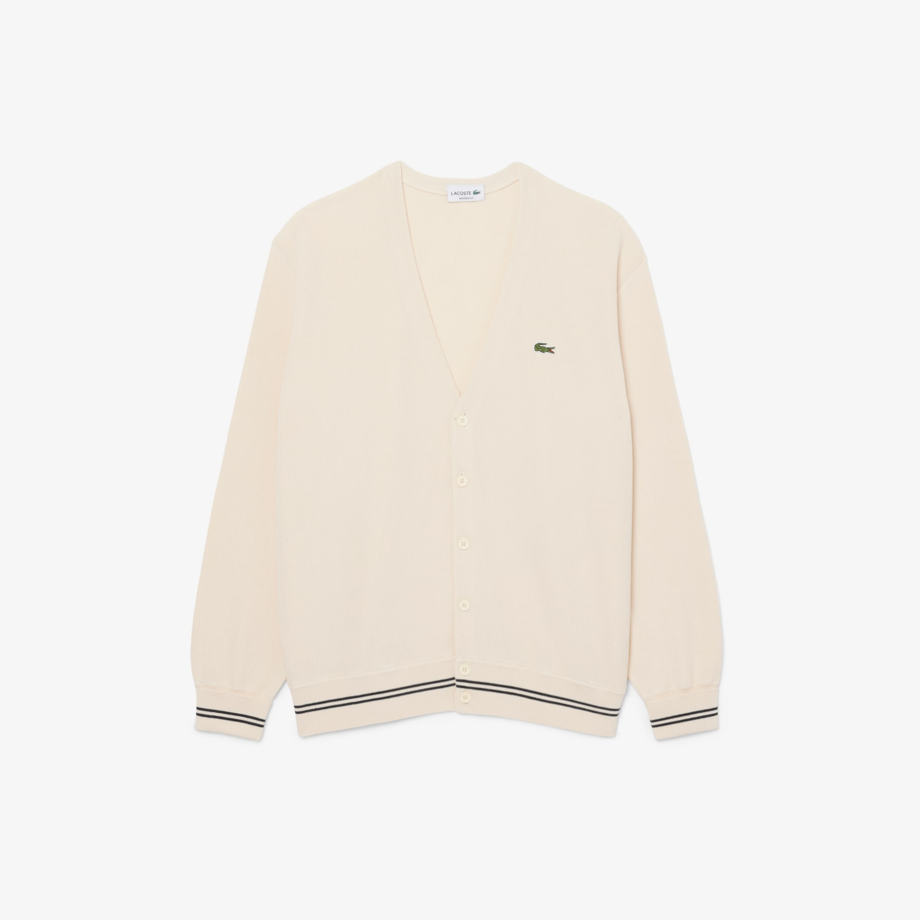 Relaxed Fit Stripe Detail Cotton Cardigan image number 3