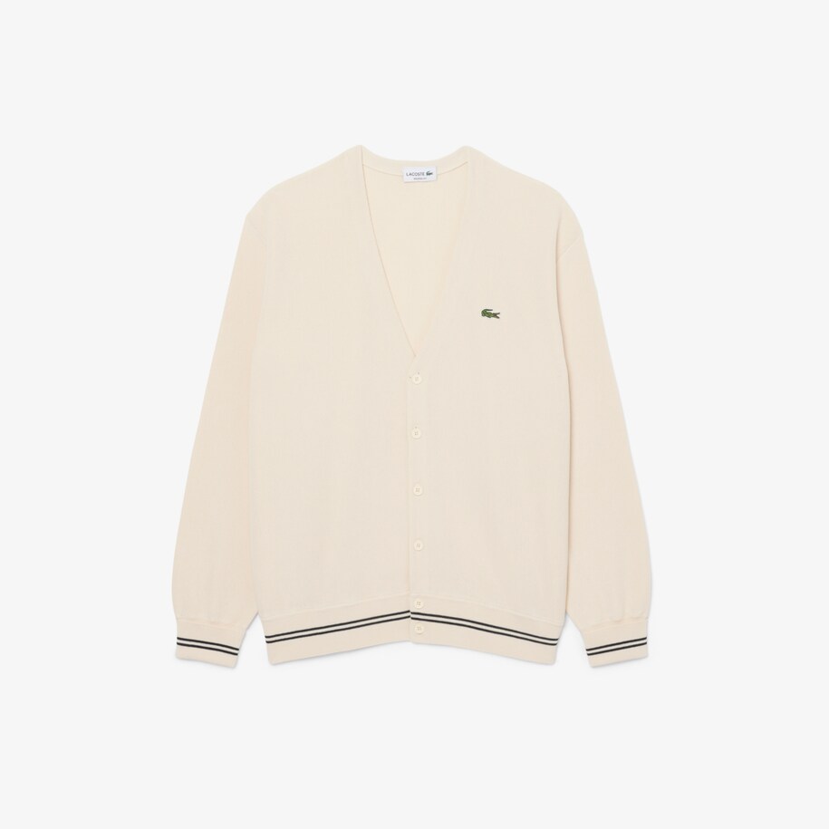 Relaxed Fit Stripe Detail Cotton Cardigan image number 3