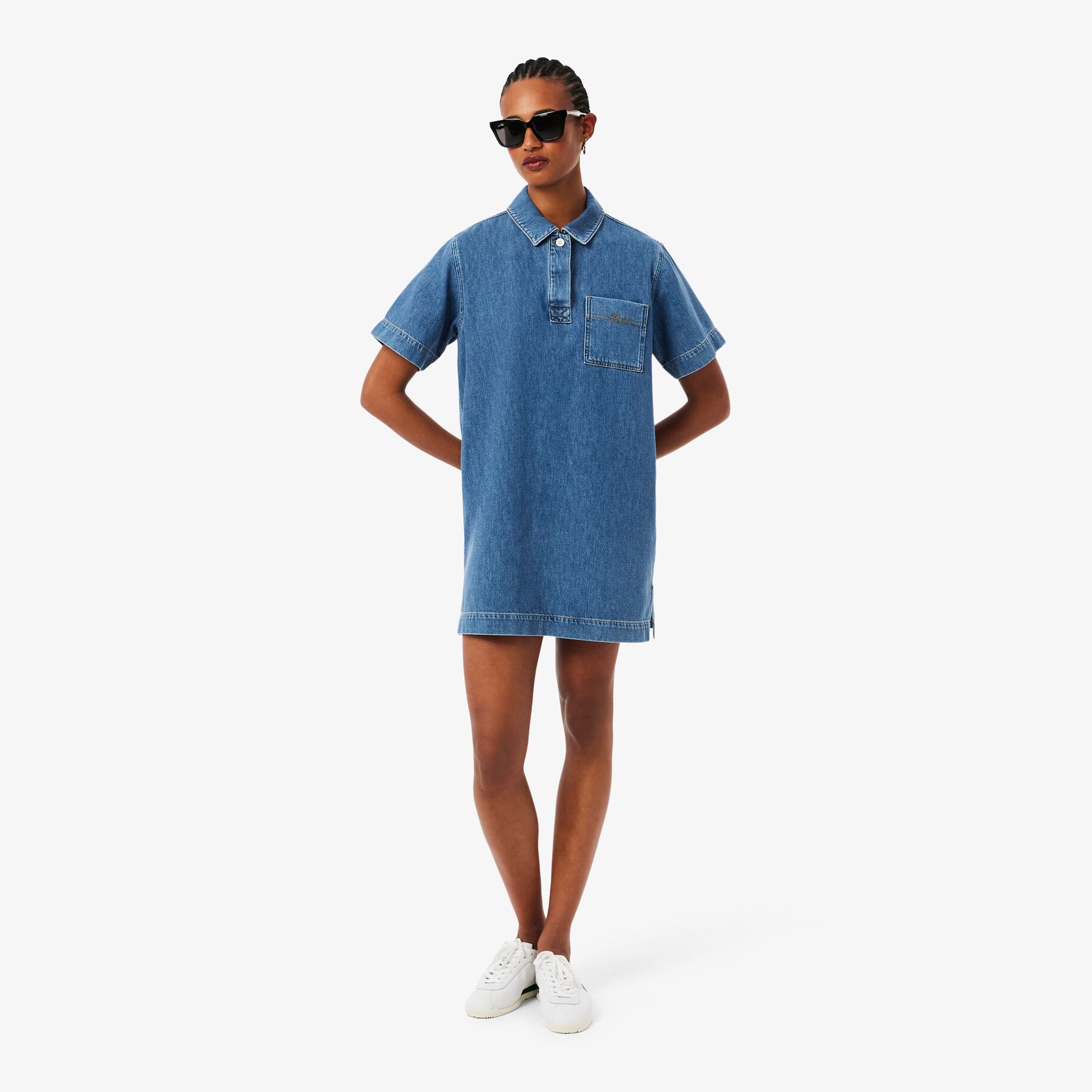Oversized Denim Polo Dress image number 0