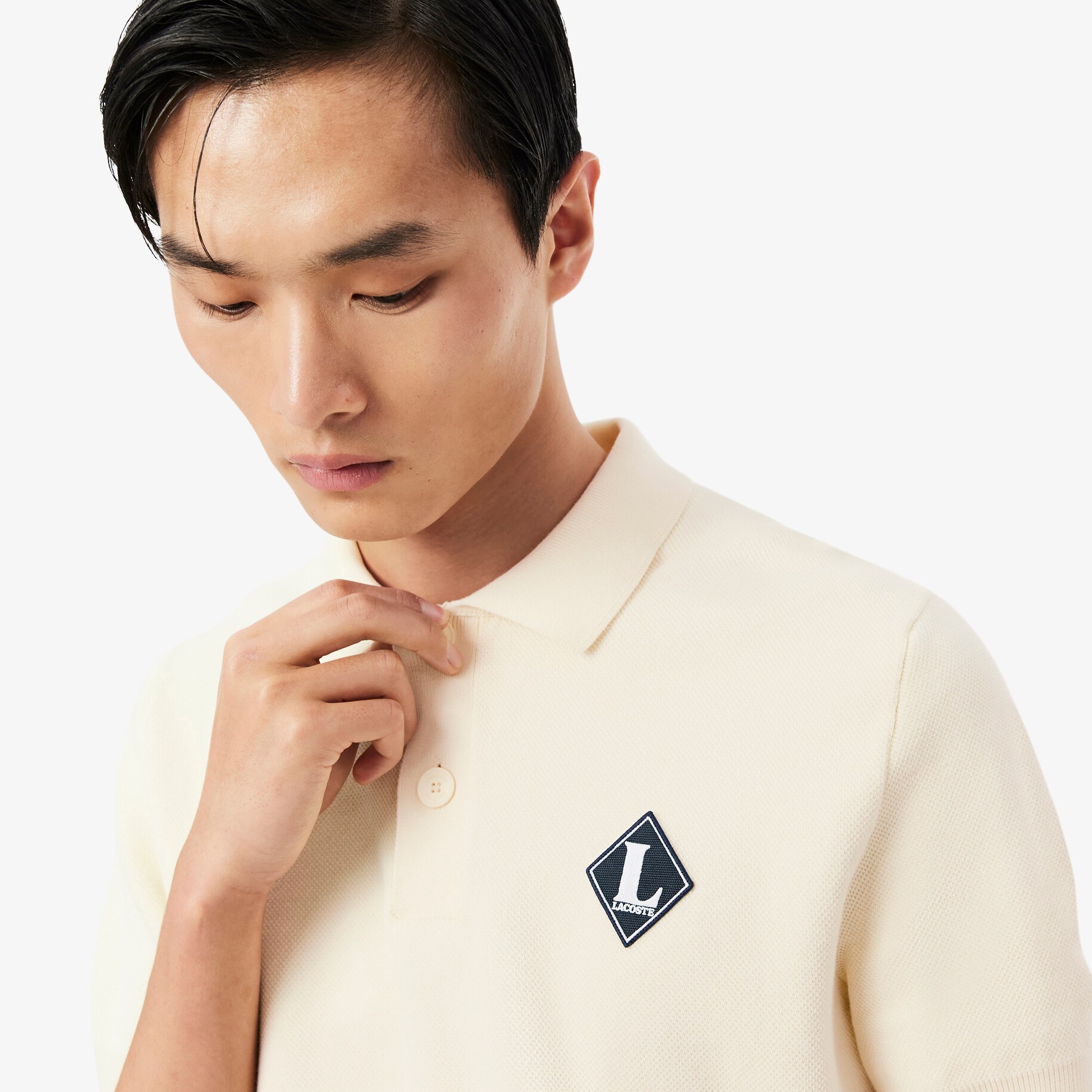 French Made Badge Accent Polo Collar Sweater image number 1