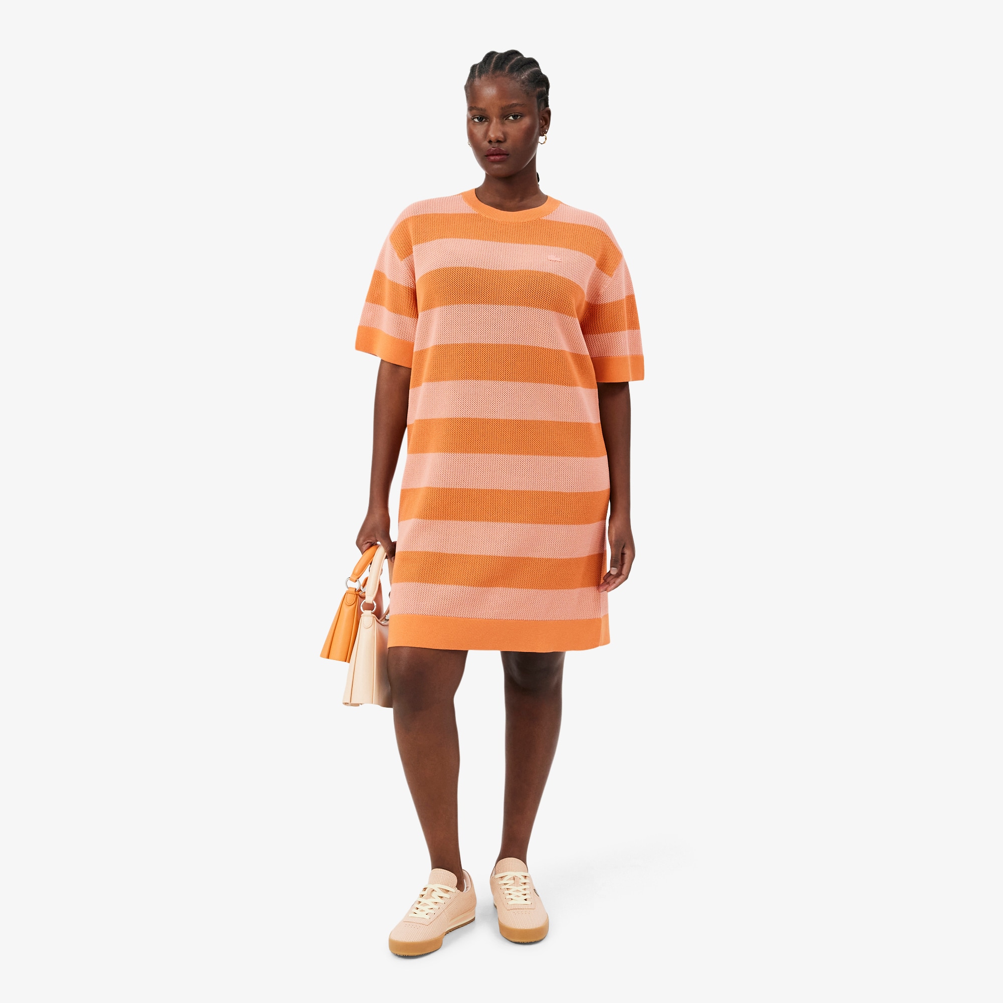 Striped Mesh Knit T-shirt Dress image number 7