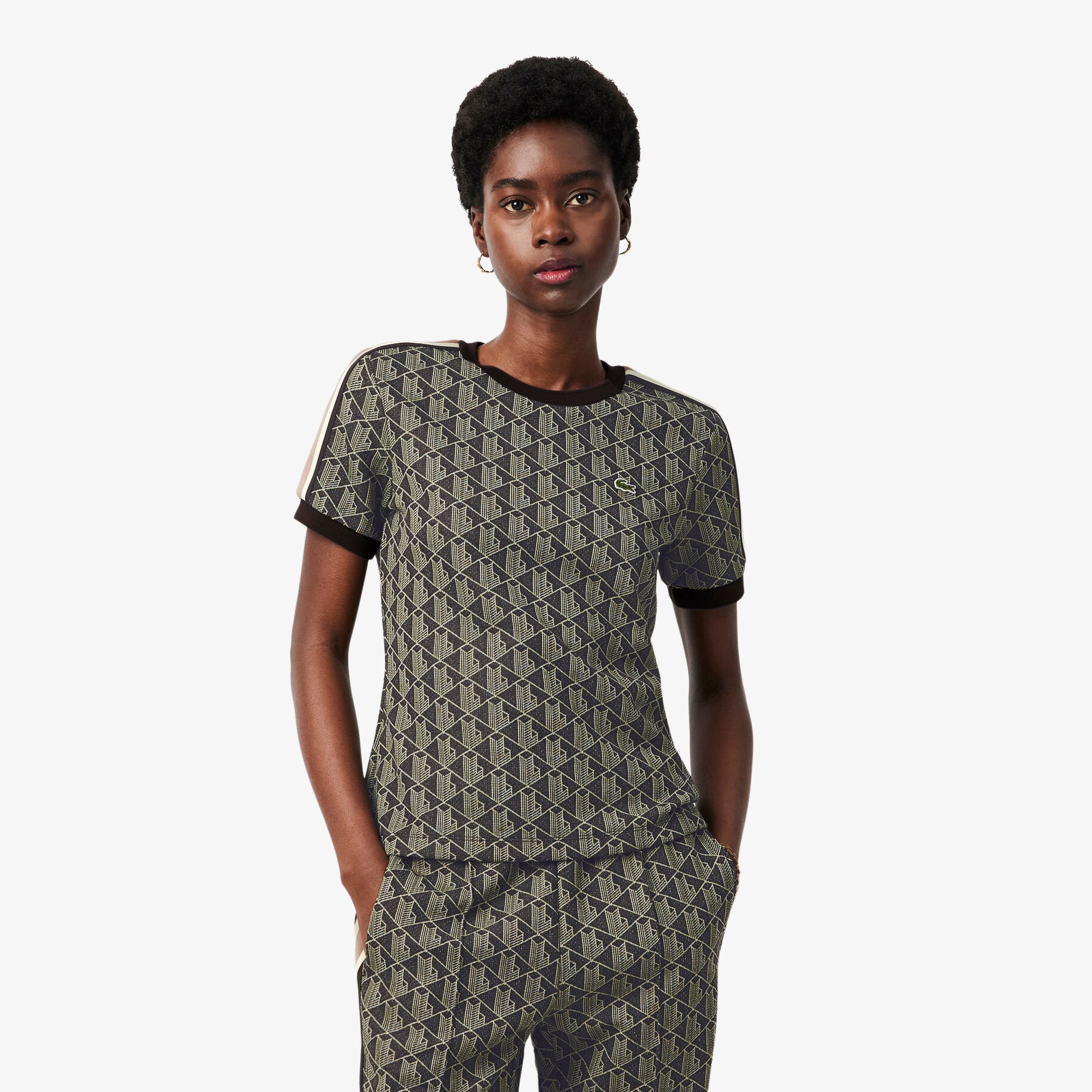 Slim Fit Monogram Jacquard T-shirt image number 0