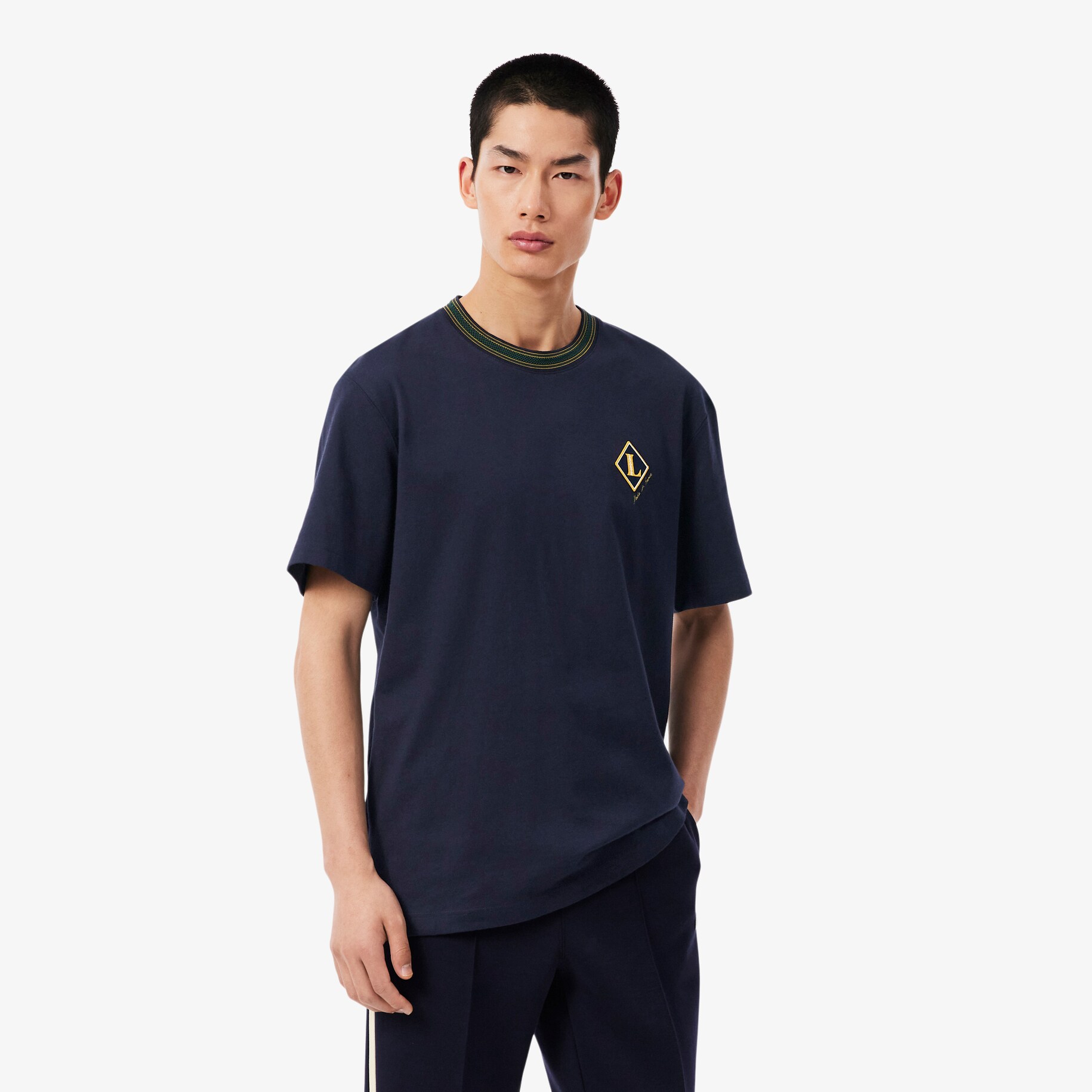 French Made Badge Accent Striped T-shirt image number 0