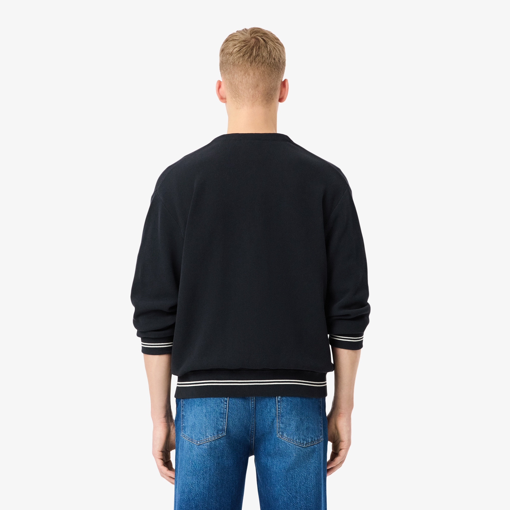 Relaxed Fit Stripe Detail Cotton Cardigan image number 2