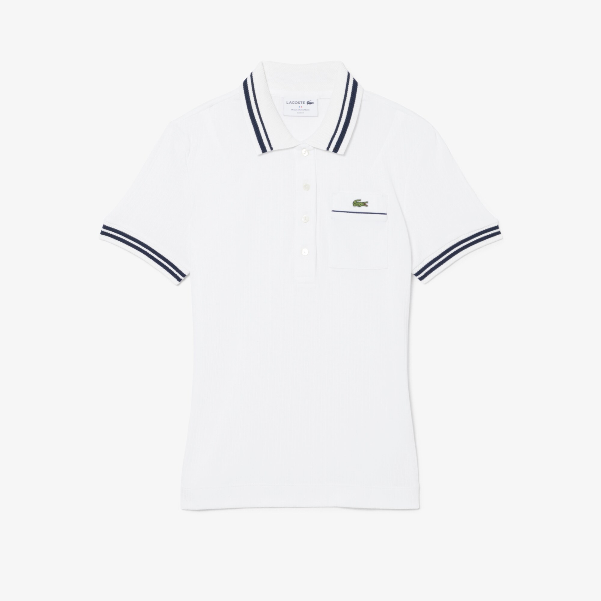 Slim Fit French Made Ribbed Polo Shirt image number 3