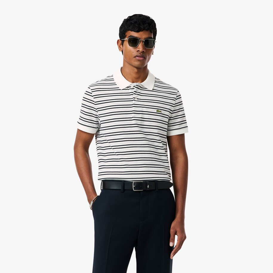 Classic Fit Striped Petit Piqu&eacute; Polo Shirt image number 0